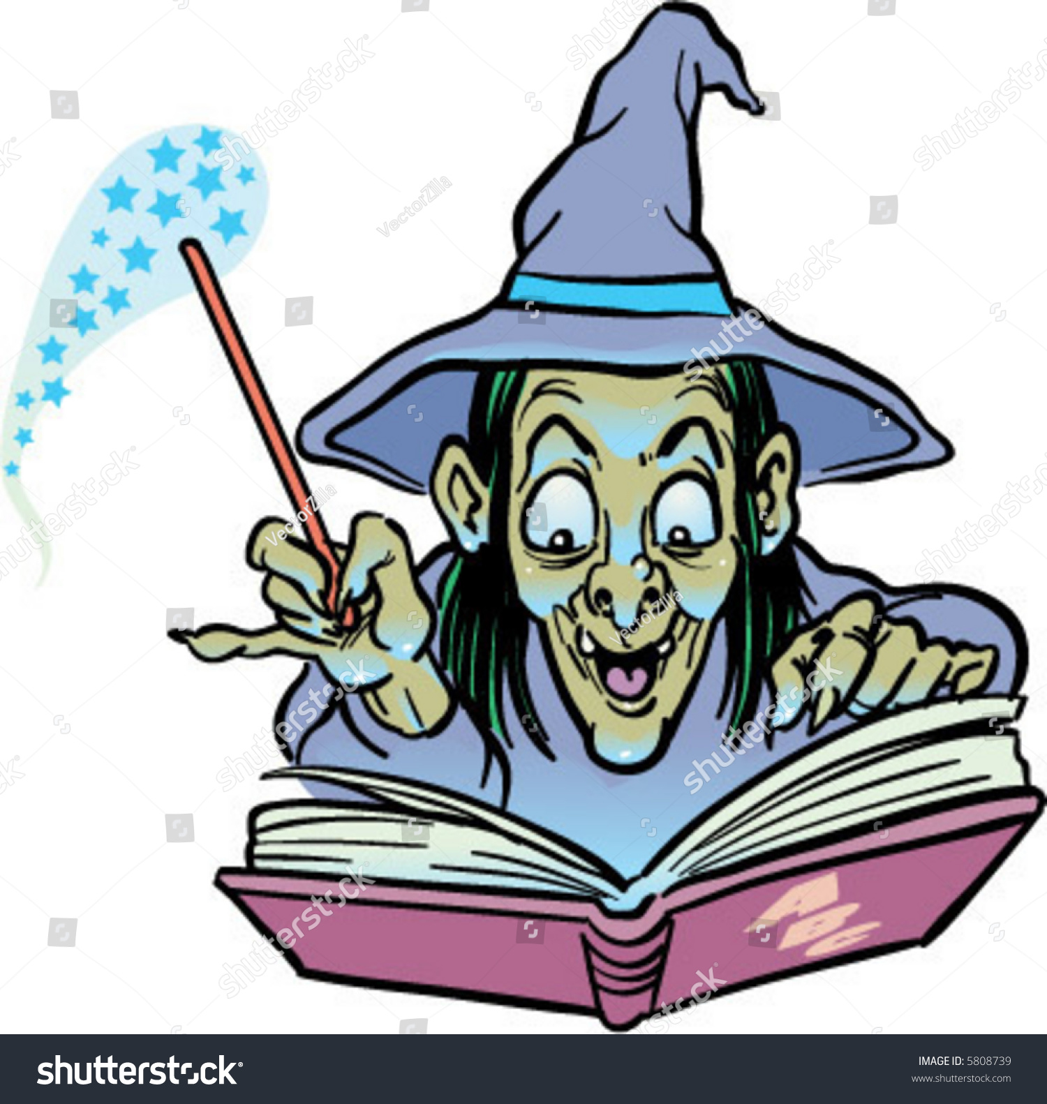 Vector Cackling Witch Casting Magic Spell Stock Vector 5808739