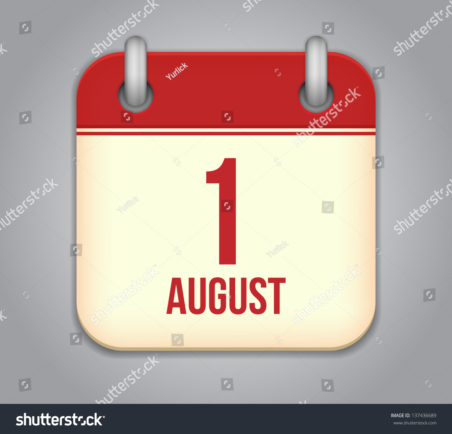 Vector Calendar App Icon 1 August Stock Vector 137436689 - Shutterstock