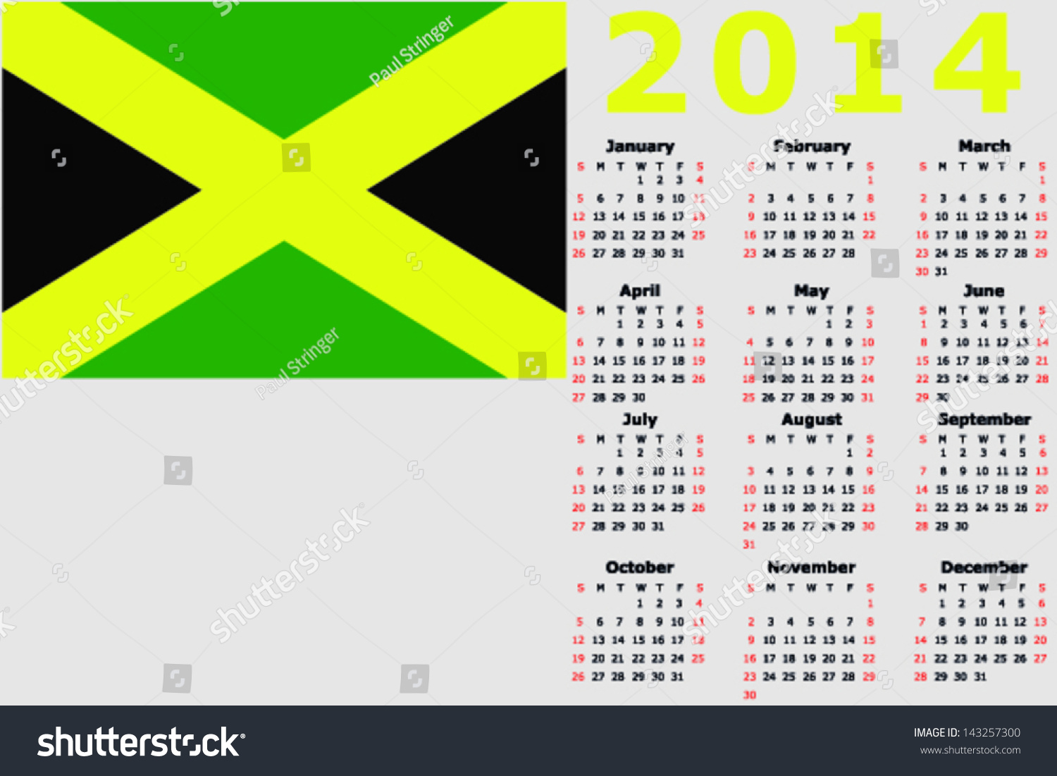 Calendar Jamaica : Vector calendar flag jamaica stock Calendar Jamaica : Vector calendar flag jamaica stock