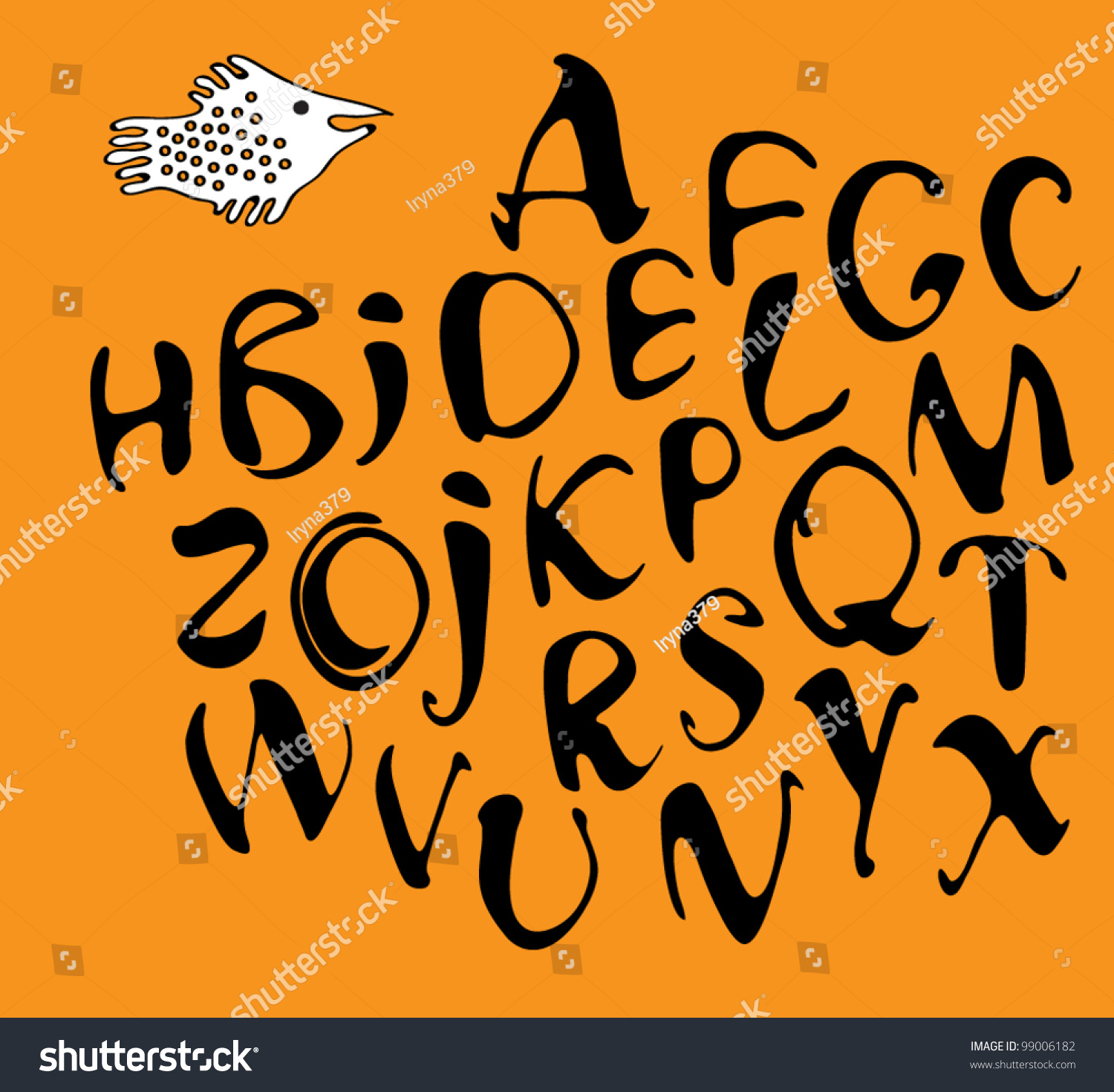 Vector Calligraphy Alphabet On A Orange Background / Calligraphy ...