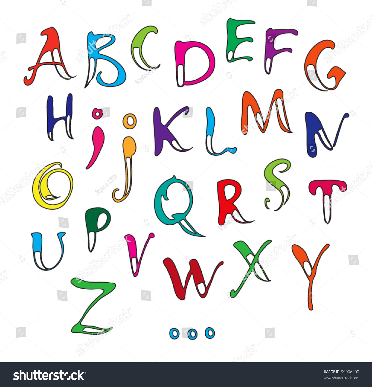 Vector Calligraphy Color Alphabet On White Stock Vector 99006200 ...