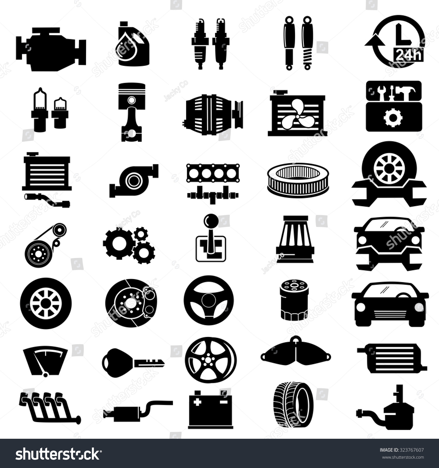 Vector Car Parts Set Icons - 323767607 : Shutterstock