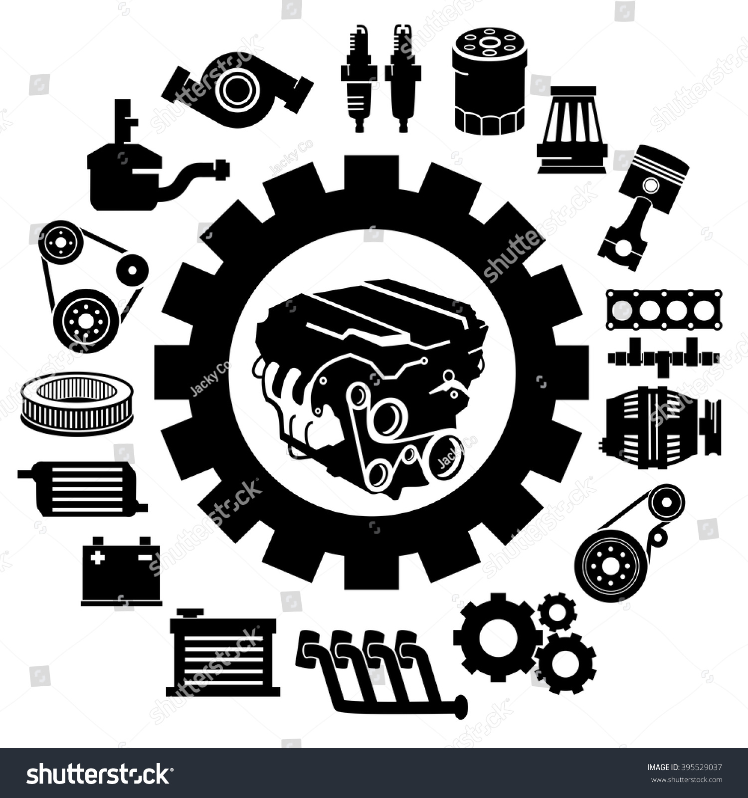 Vector Car Parts Set Icons Stock Vector (royalty Free) 395529037