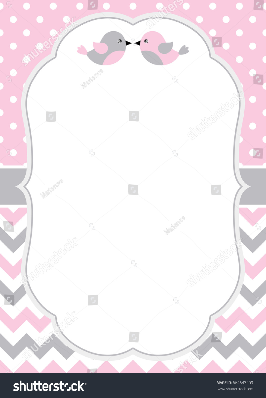 card id baby template On Vector Vector Cute 664643209 Card Birds Template Stock