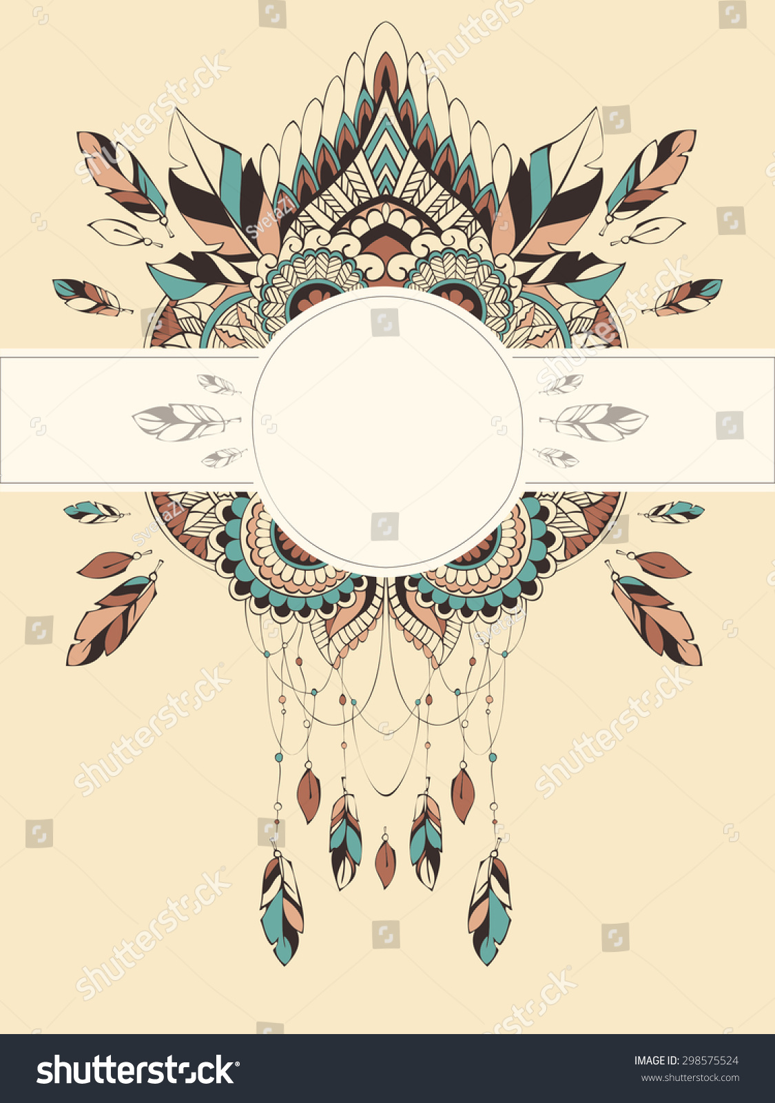 stock vector vector card templates in boho style for for special events can be used as invitations greeting 298575524