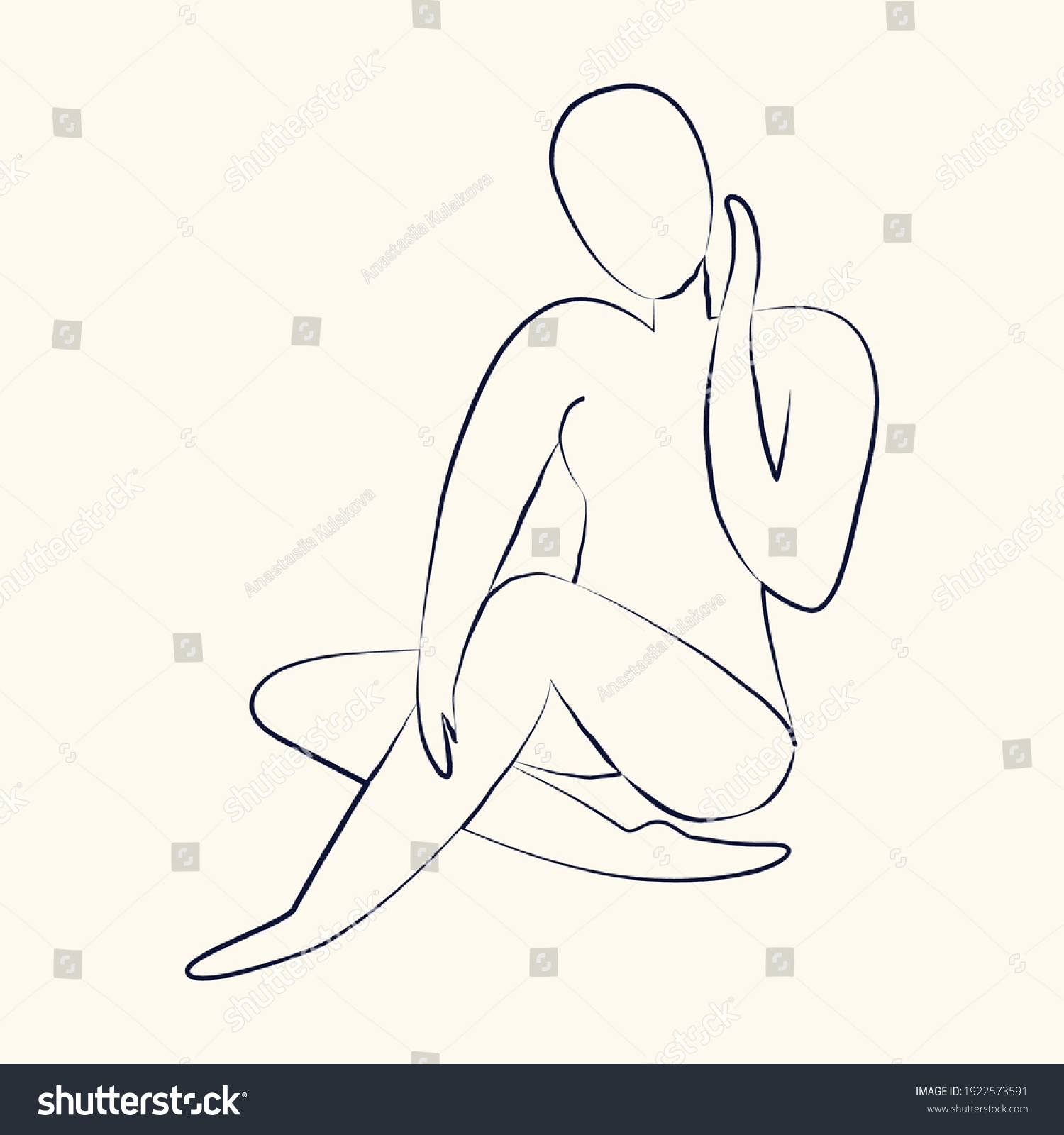 Vector Card Naked Woman Silhouette Line Stock Vector Royalty Free Shutterstock