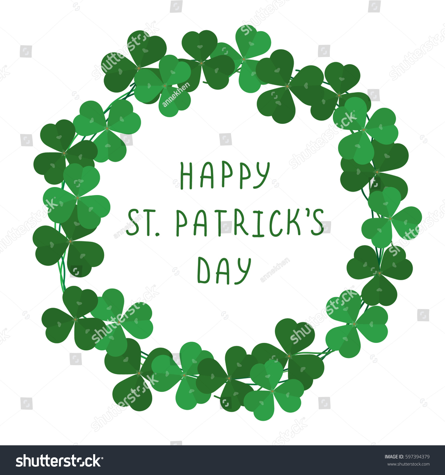 Vector Card Shamrocks Circle Happy St Stock Vector 597394379 - Shutterstock