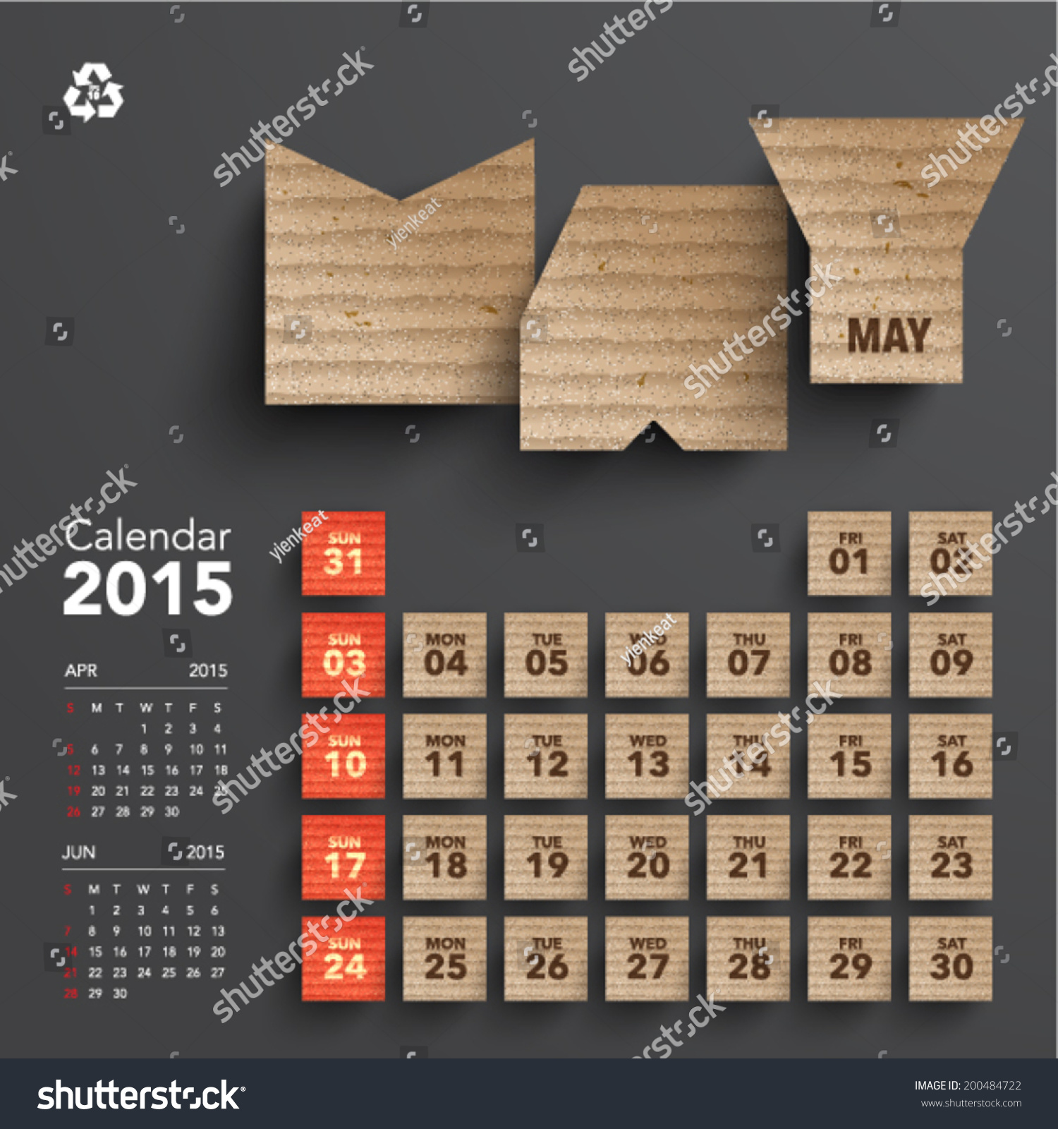 Vector 2015 Cardboard Calendar Design May 200484722 Shutterstock