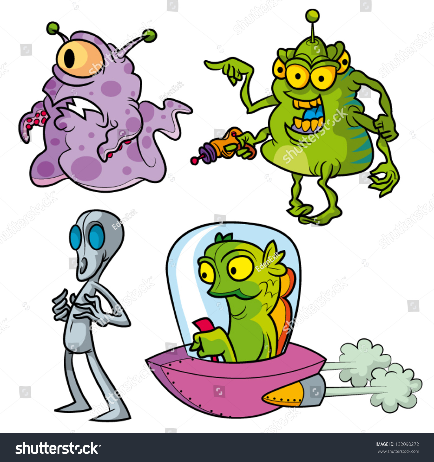 Vector Cartoon Aliens Stock Vector 132090272 - Shutterstock