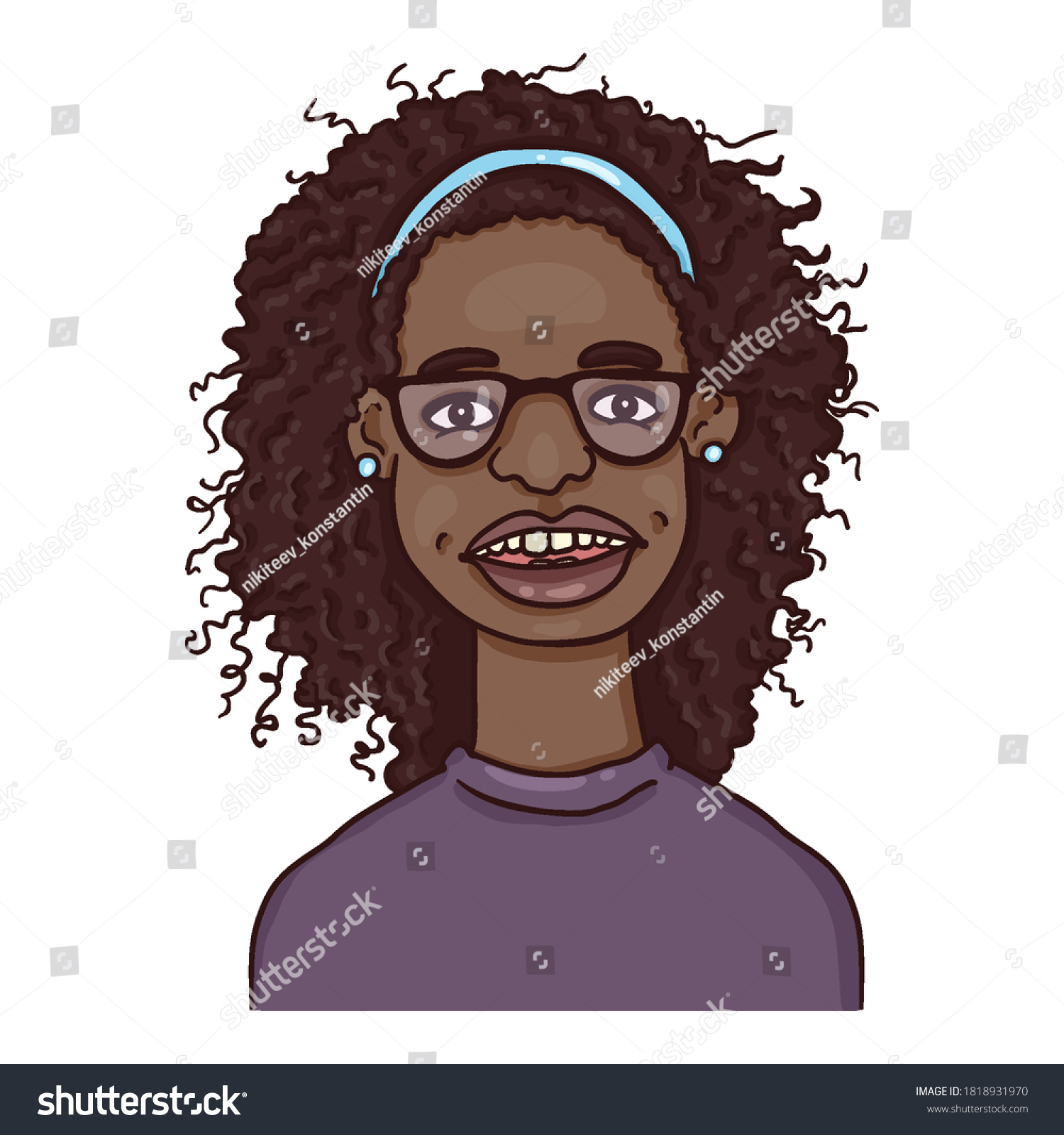 Vector Cartoon Avatar African American Girl Stock Vector Royalty Free 1818931970 Shutterstock 6246