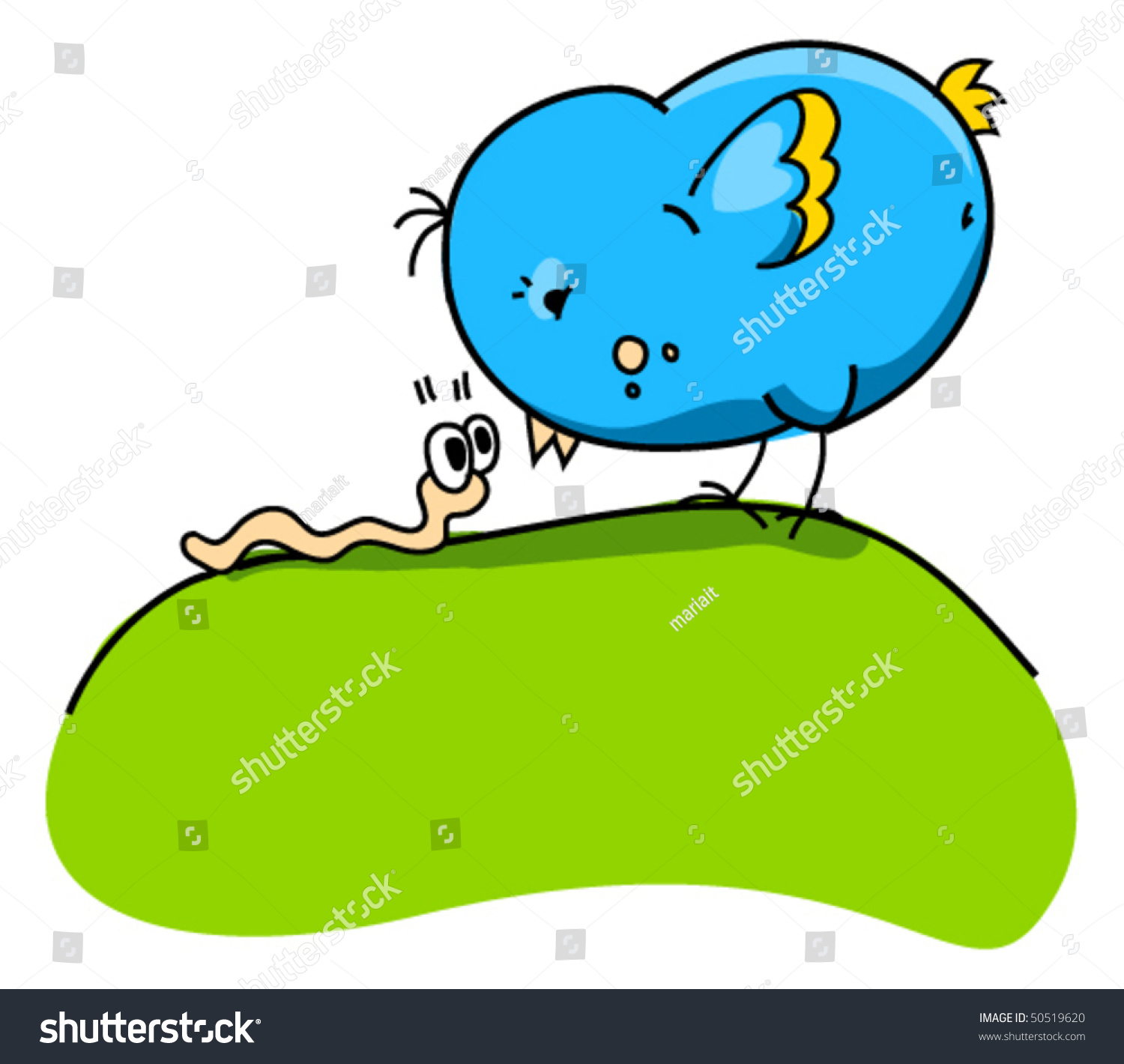 Vector Cartoon Bird And Worm - 50519620 : Shutterstock