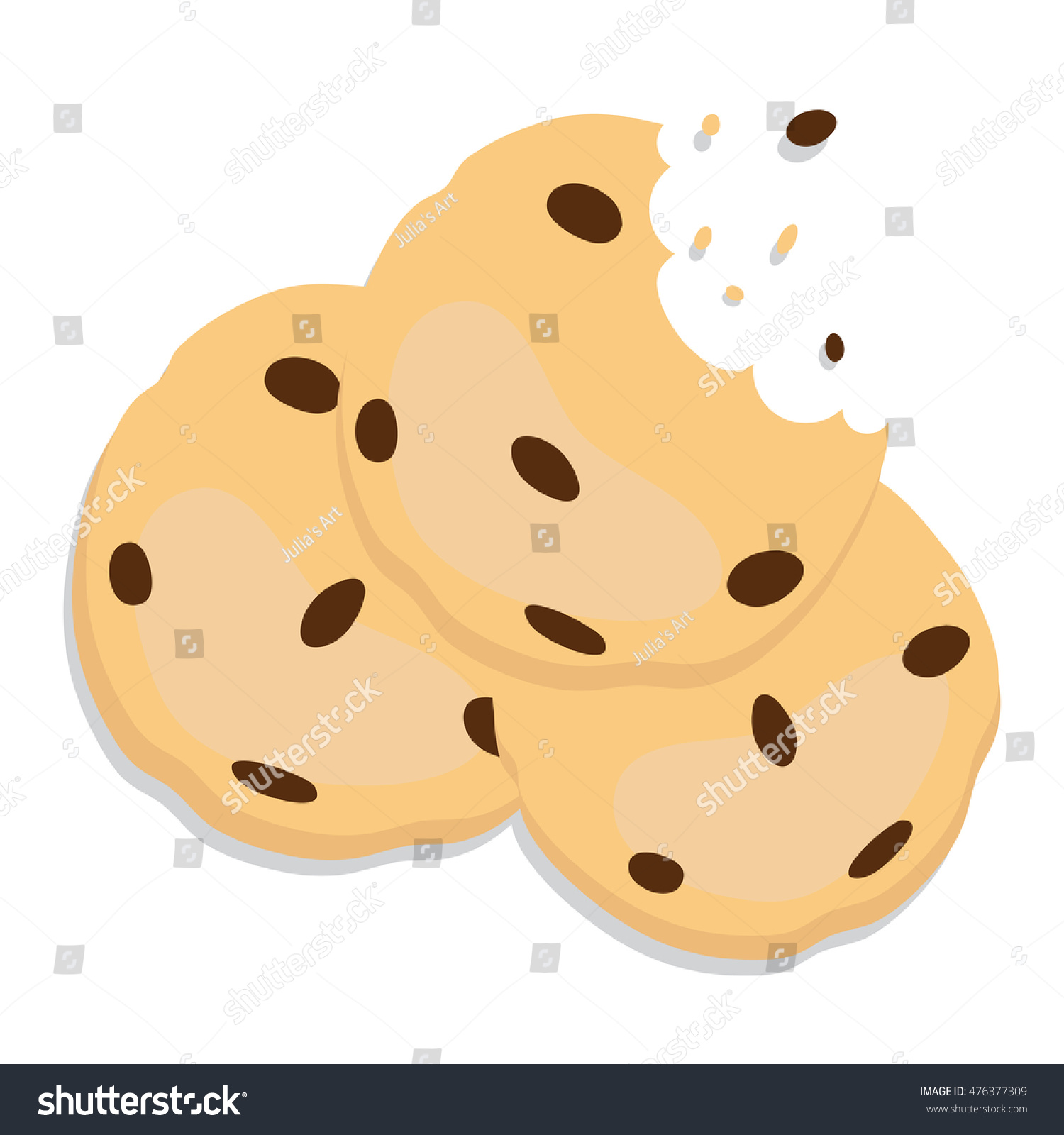 Vector Cartoon Bitten Chocolate Cookie Stock Vector 476377309