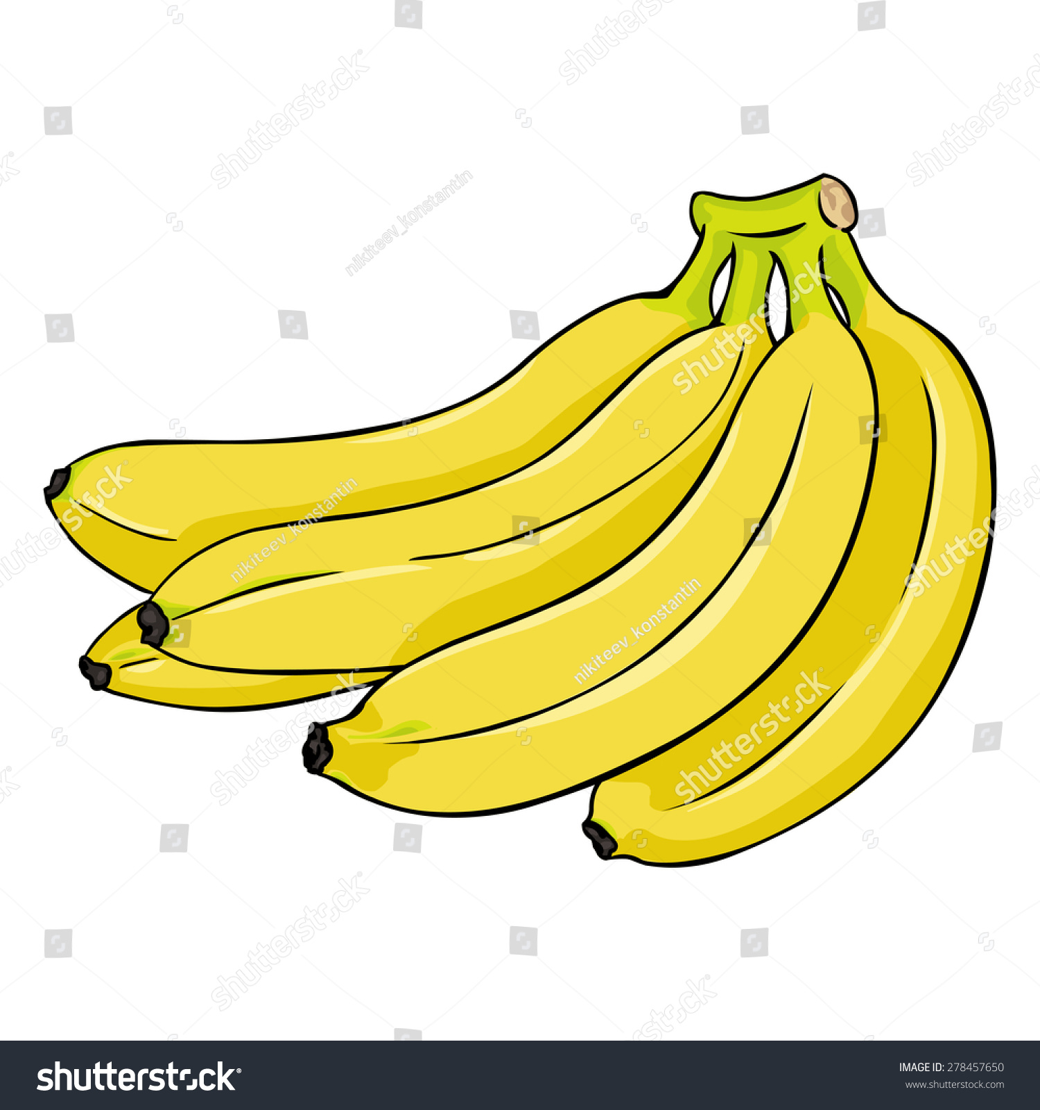 Vector Cartoon Bunch Of Yellow Bananas - 278457650 : Shutterstock