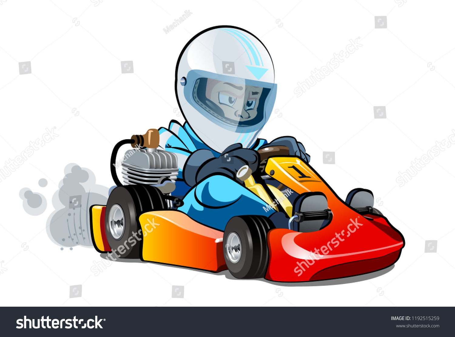 Vector Cartoon Cart Kid Racer Isolated Stock Vector (Royalty Free ...