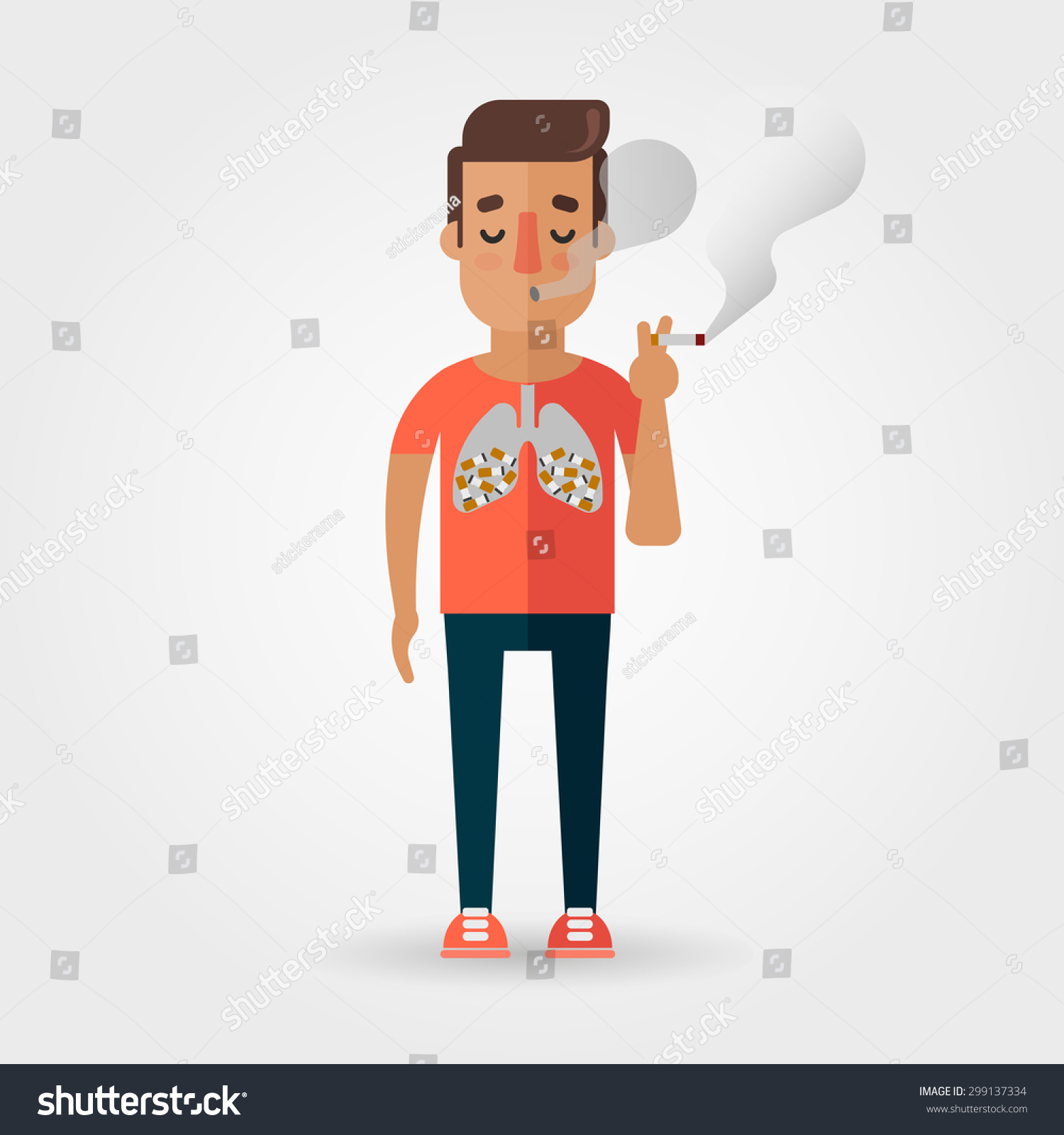 Vector Cartoon Character Smoking Cigarette Stock Vector (Royalty Free