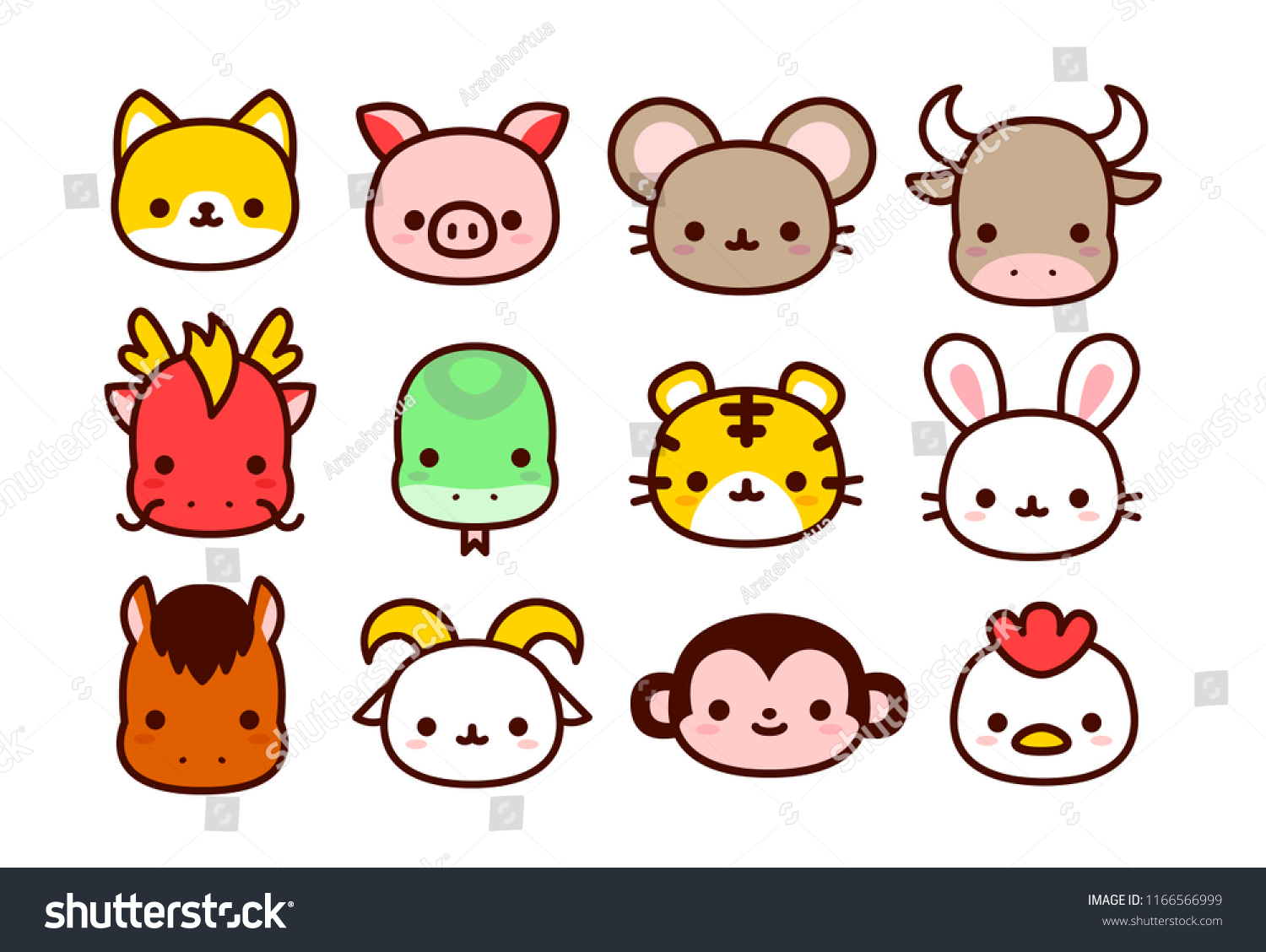 SVG of Vector Cartoon Chinese Zodiac Animals Icon Isolated On White Background svg