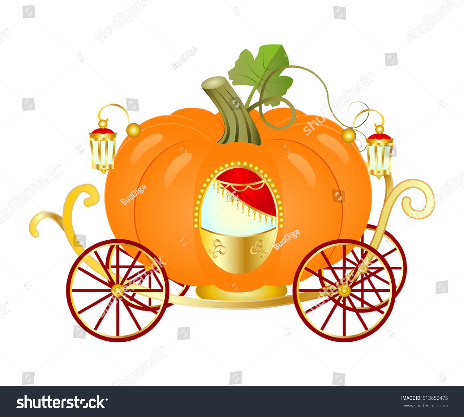 Vector Cartoon Cinderella Orange Pumpkin Carriage Stock Vector 513852475 - Shutterstock