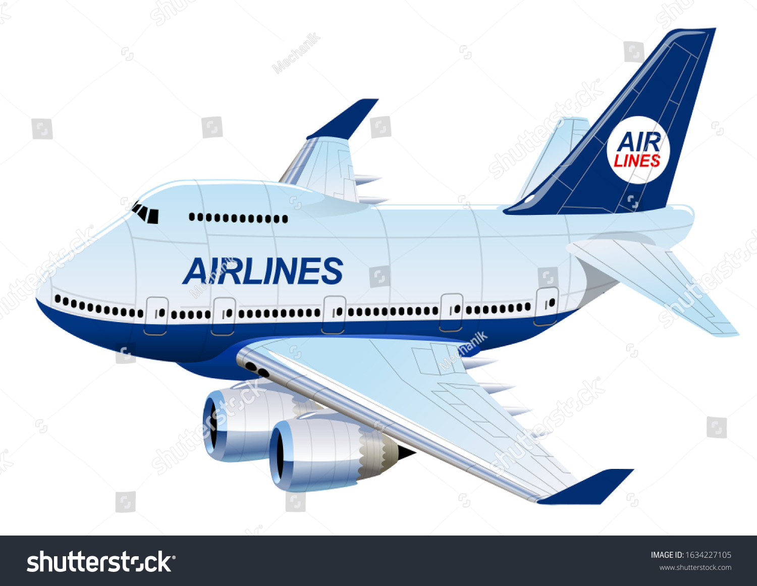 SVG of Vector Cartoon Commercial Airplane. Available EPS-10 vector format separated by groups for easy edit svg