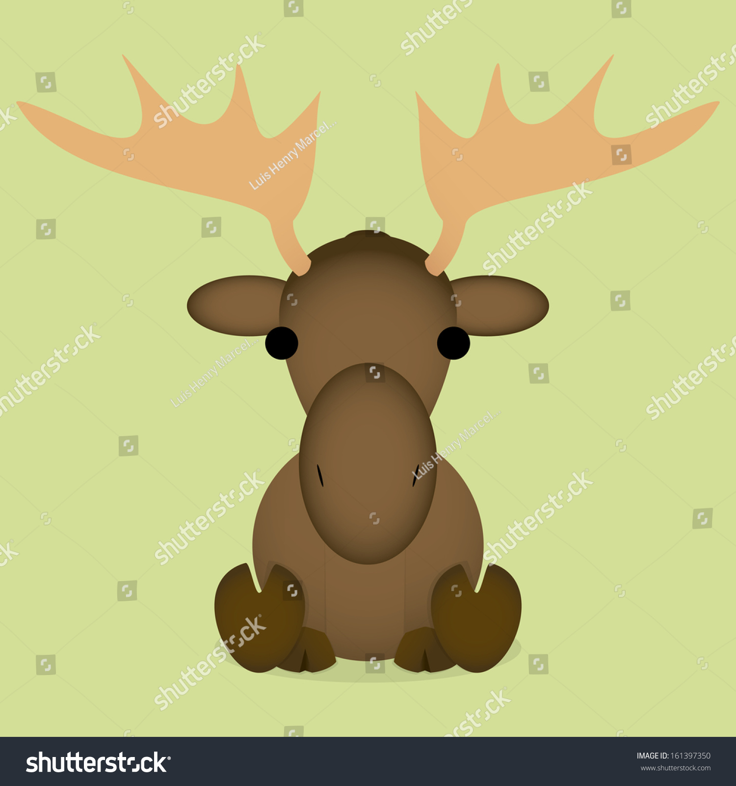 Vector Cartoon Cute Baby Moose Sitting Stock Vector Royalty Free