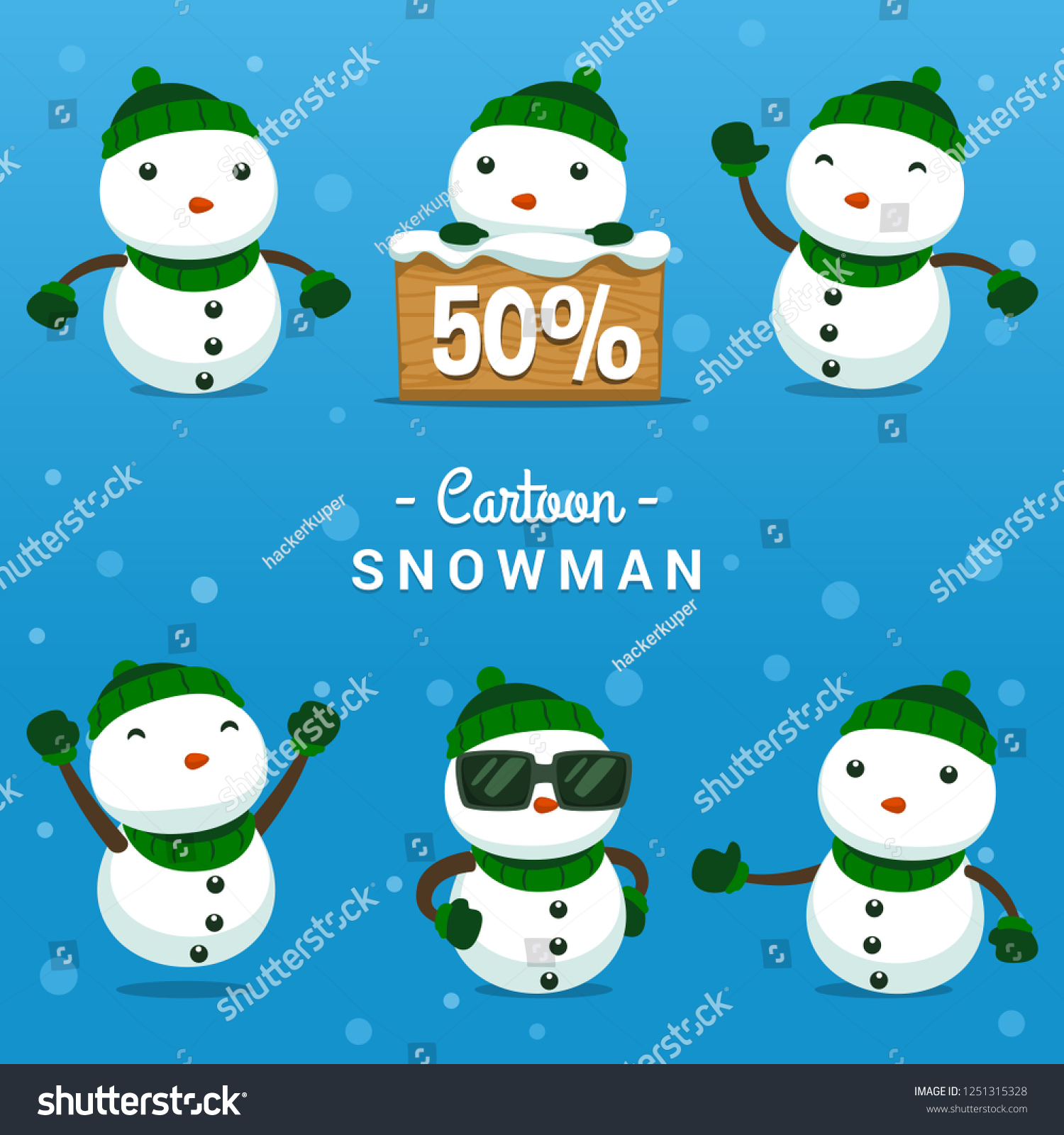 Vector Cartoon Cute Snowman Figure Template Stock Vector Royalty Free