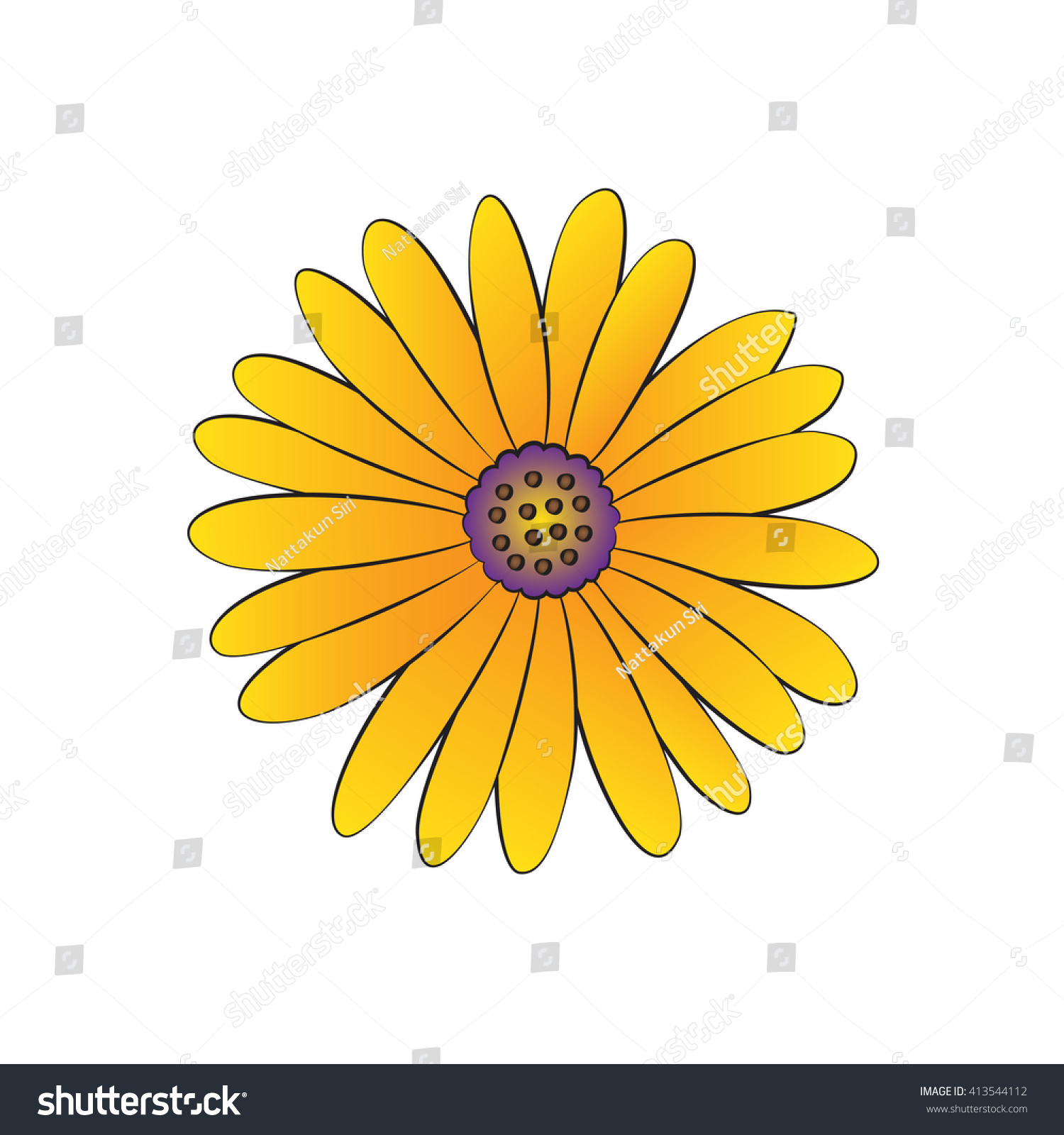 Vector Cartoon Daisy On White Background Stock Vector (Royalty Free