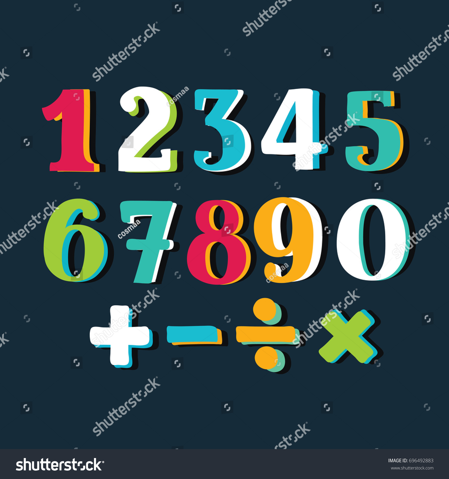 Vector Cartoon Funny Colorful Numbers Set Stock Vector (Royalty Free ...