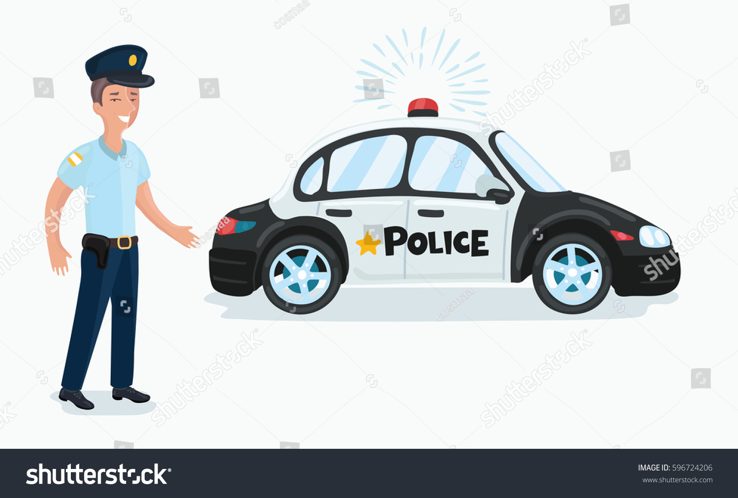 Vector Cartoon Funny Ilustration Policeman Police Stock Vector ...