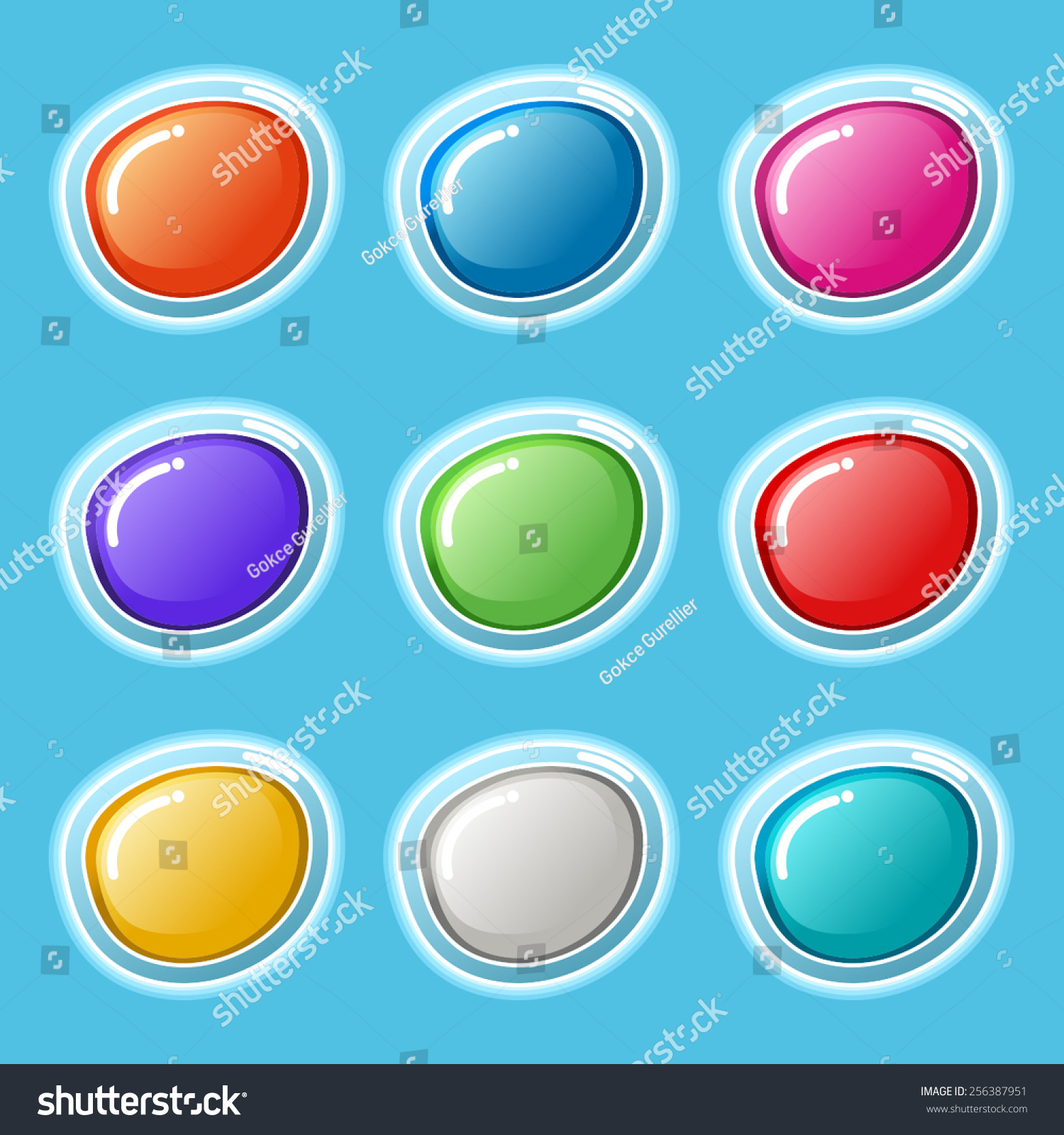 Vector Cartoon Game Button Set Stock Vector 256387951 - Shutterstock