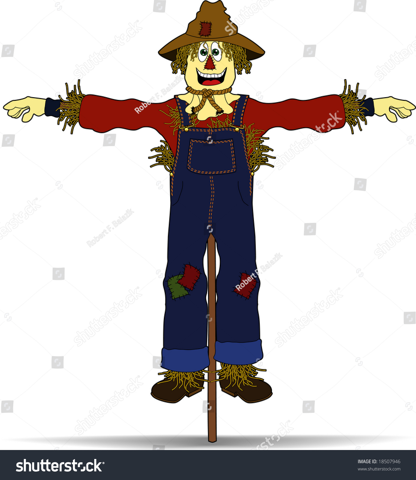 Vector Cartoon Graphic Depicting A Happy Scarecrow - 18507946 ...