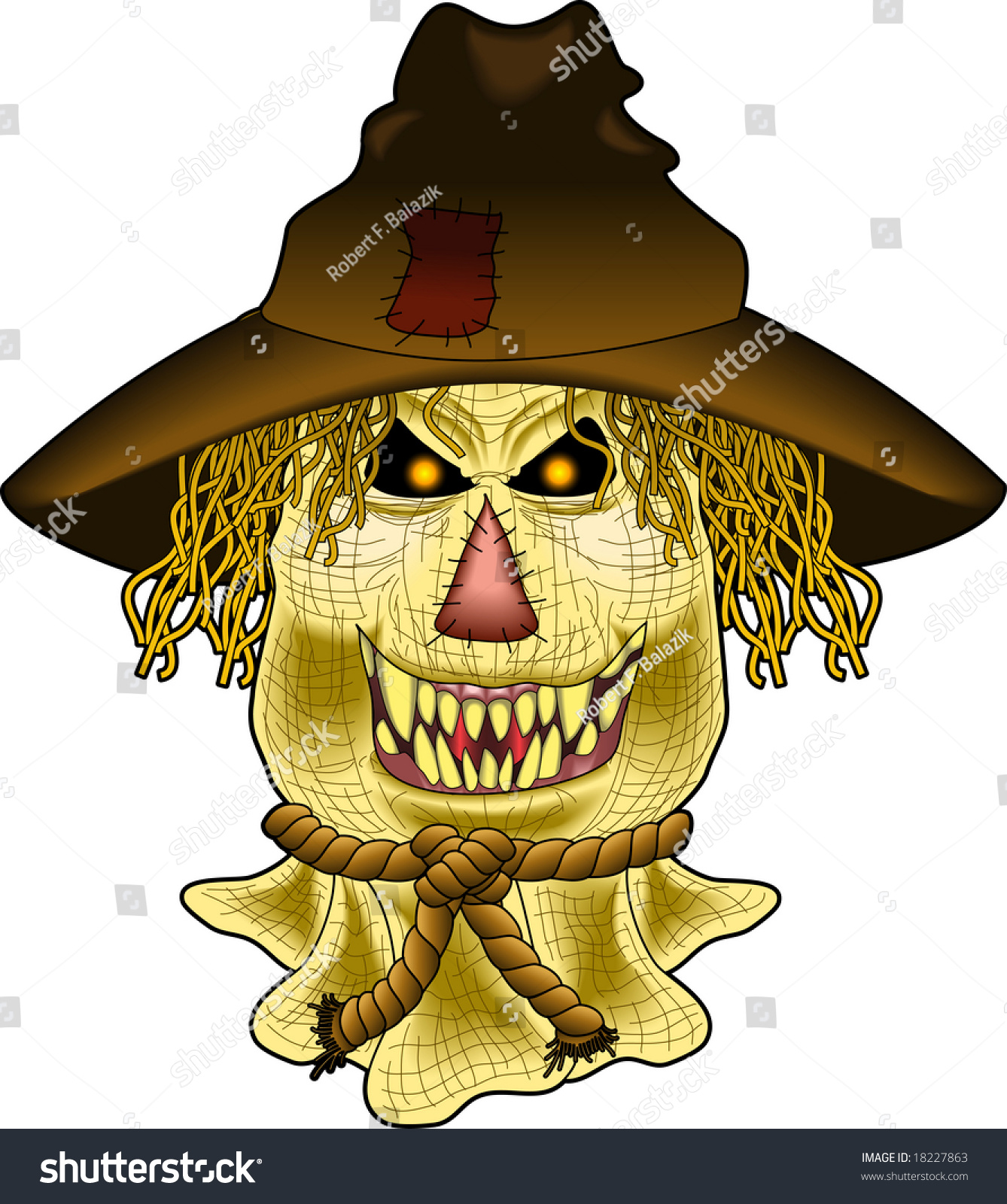 Vector Cartoon Graphic Depicting Scary Scarecrow Stock Vector (Royalty