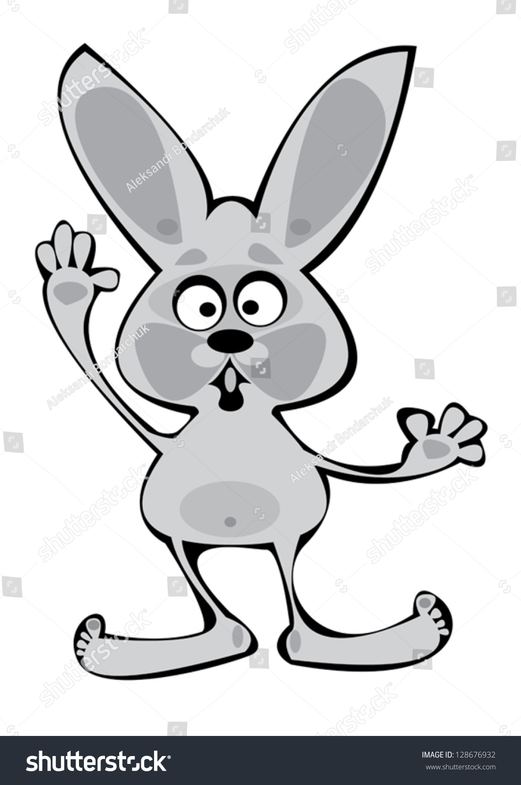 Vector Cartoon Gray Rabbit Isolated On Stock Vector (Royalty Free ...
