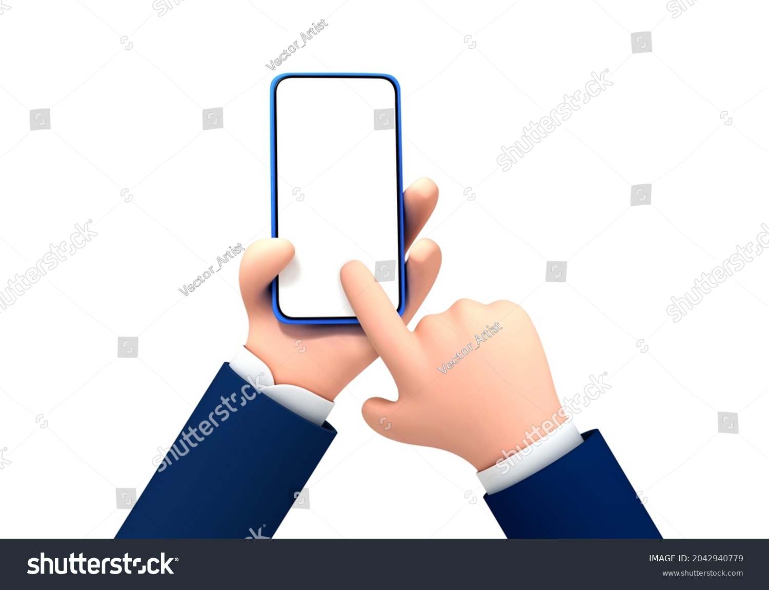 Vector Cartoon Hand Holding Touching Phone Stock Vector (Royalty Free ...