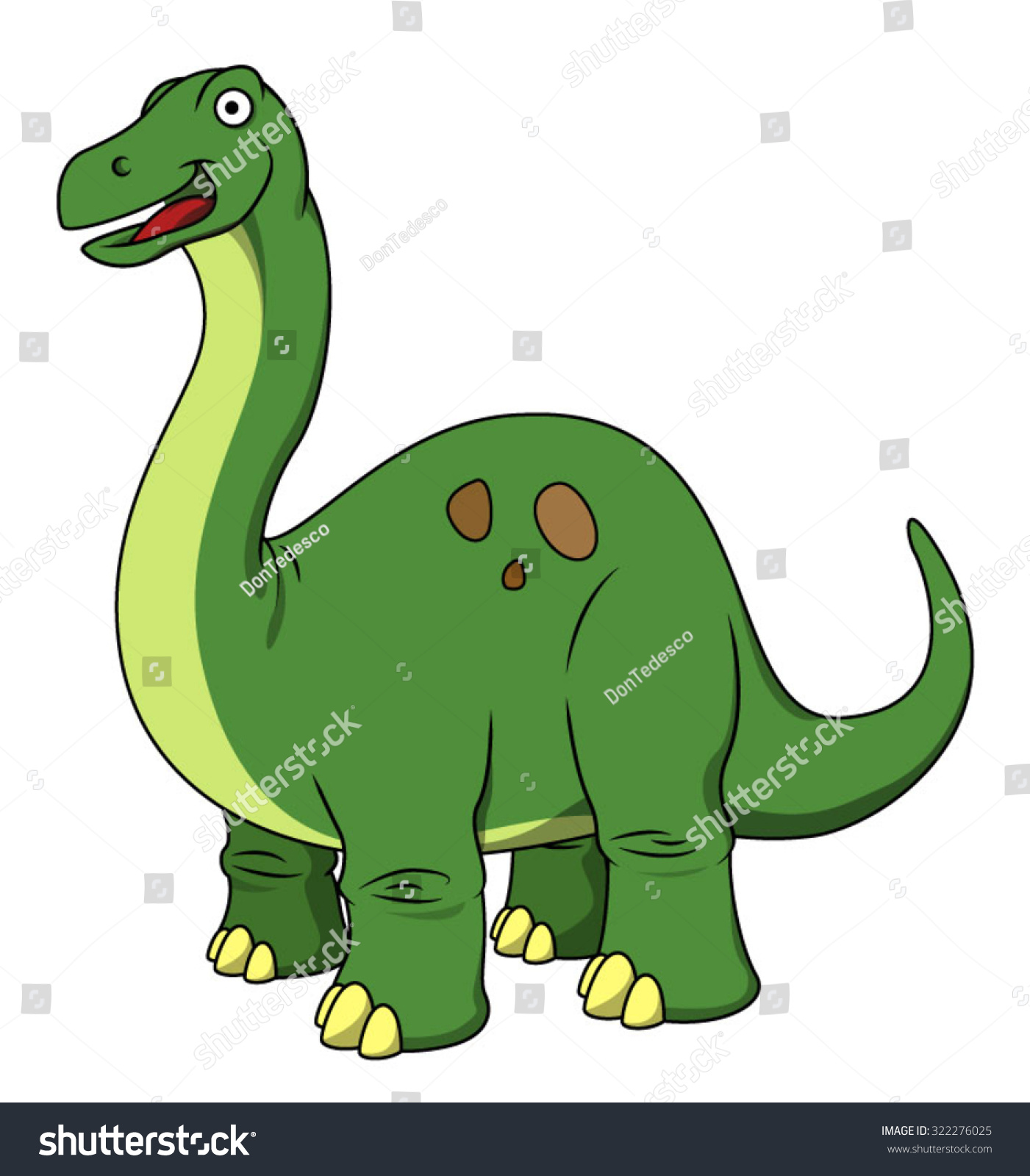 Vector Cartoon Happy Dinosaur Brontosaurus Stock Vector (Royalty Free ...