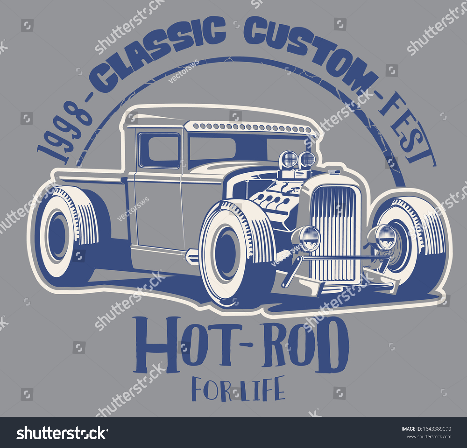 Vector Cartoon Hot Rod Classic Car Stock Vector (Royalty Free ...