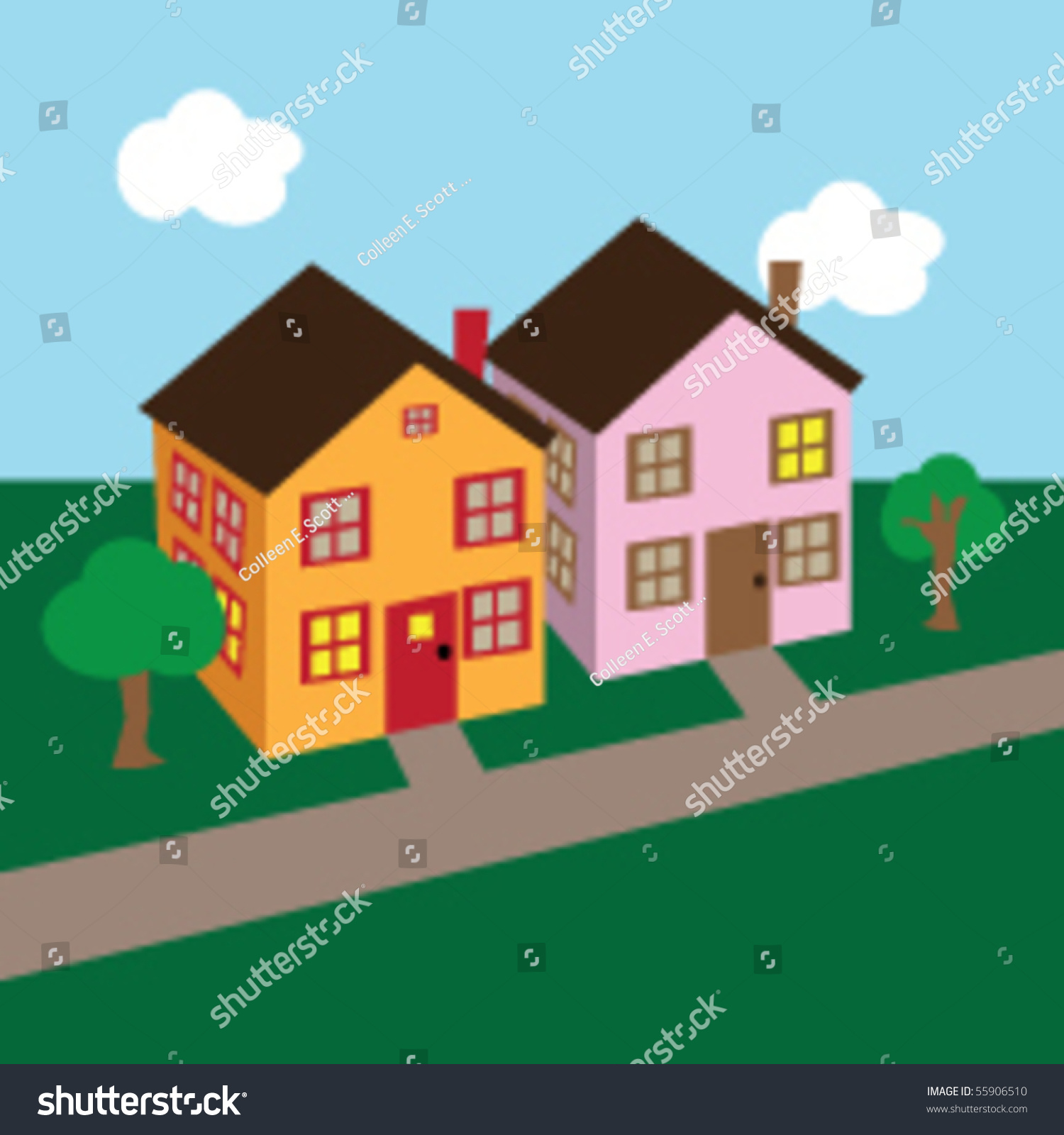 Vector Cartoon Houses Stock Vector 55906510 - Shutterstock