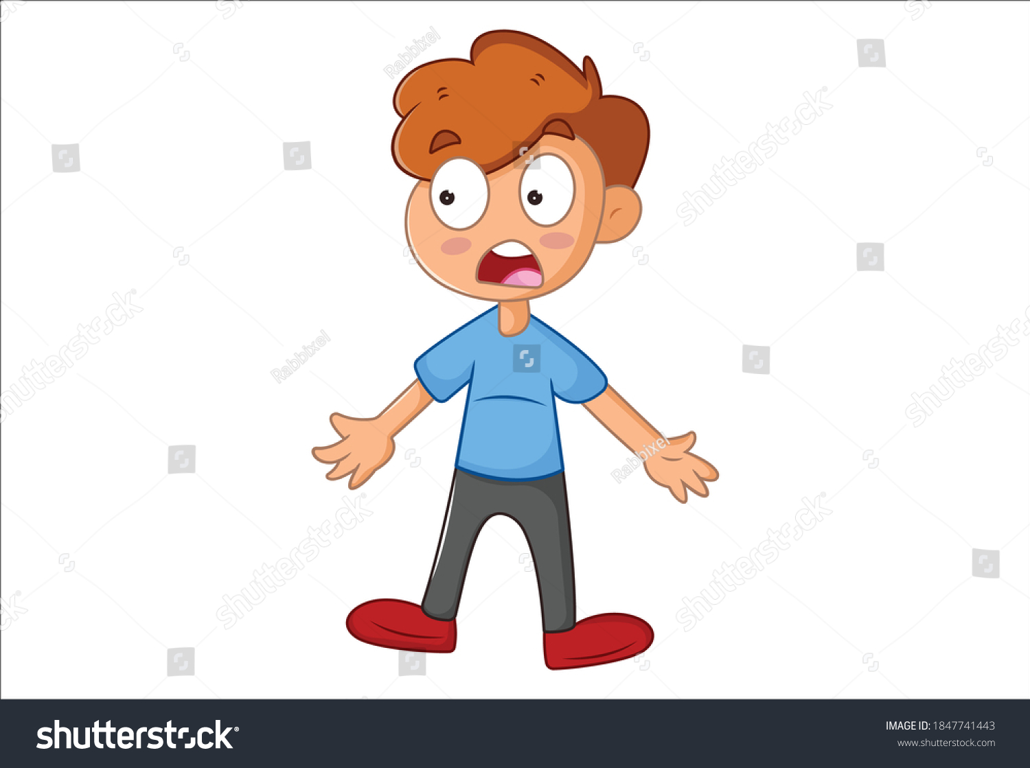 Vector Cartoon Illustration Boy Shocked Isolated Stock Vector (Royalty ...