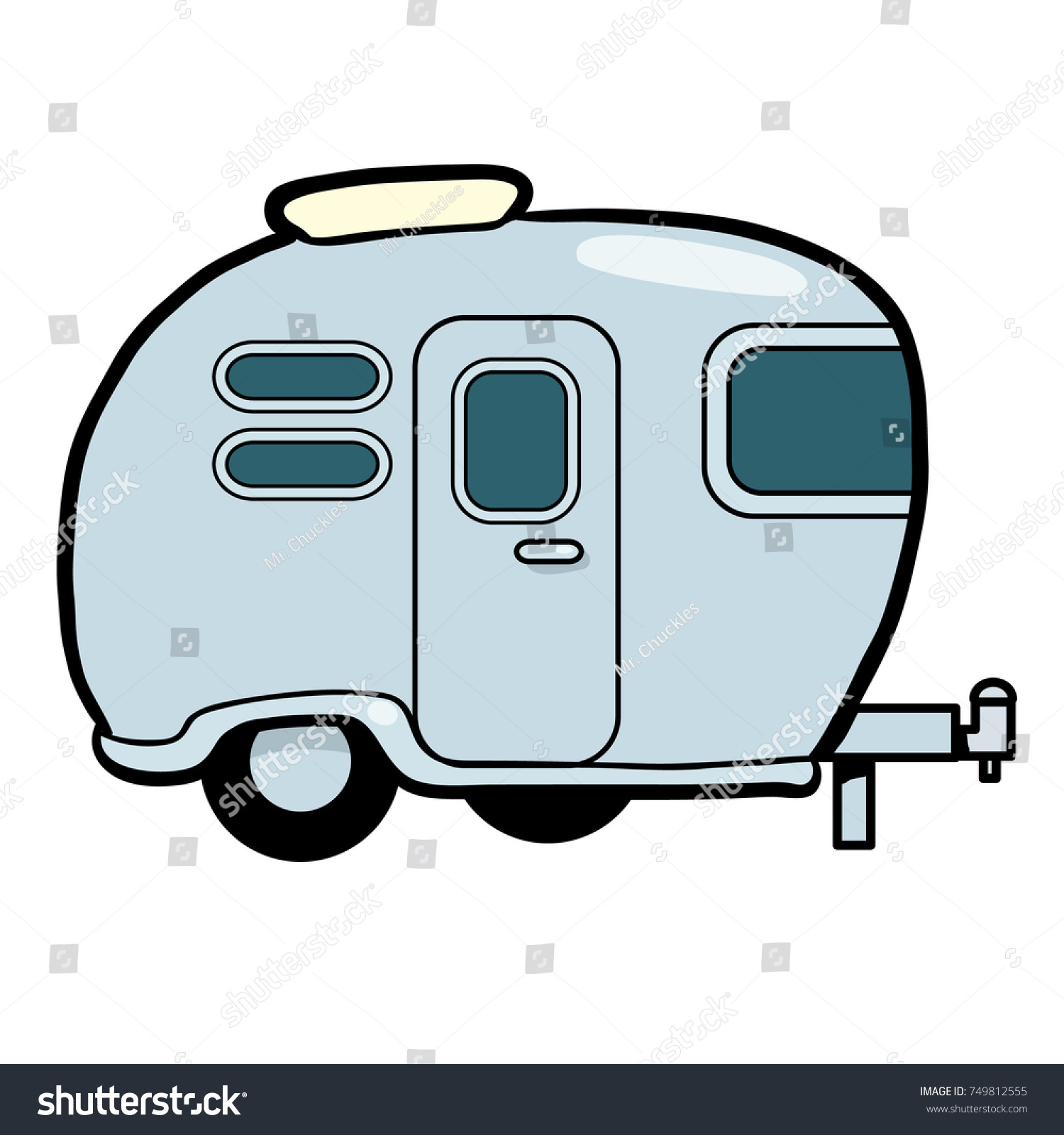 SVG of vector cartoon illustration of a caravan or camper. svg