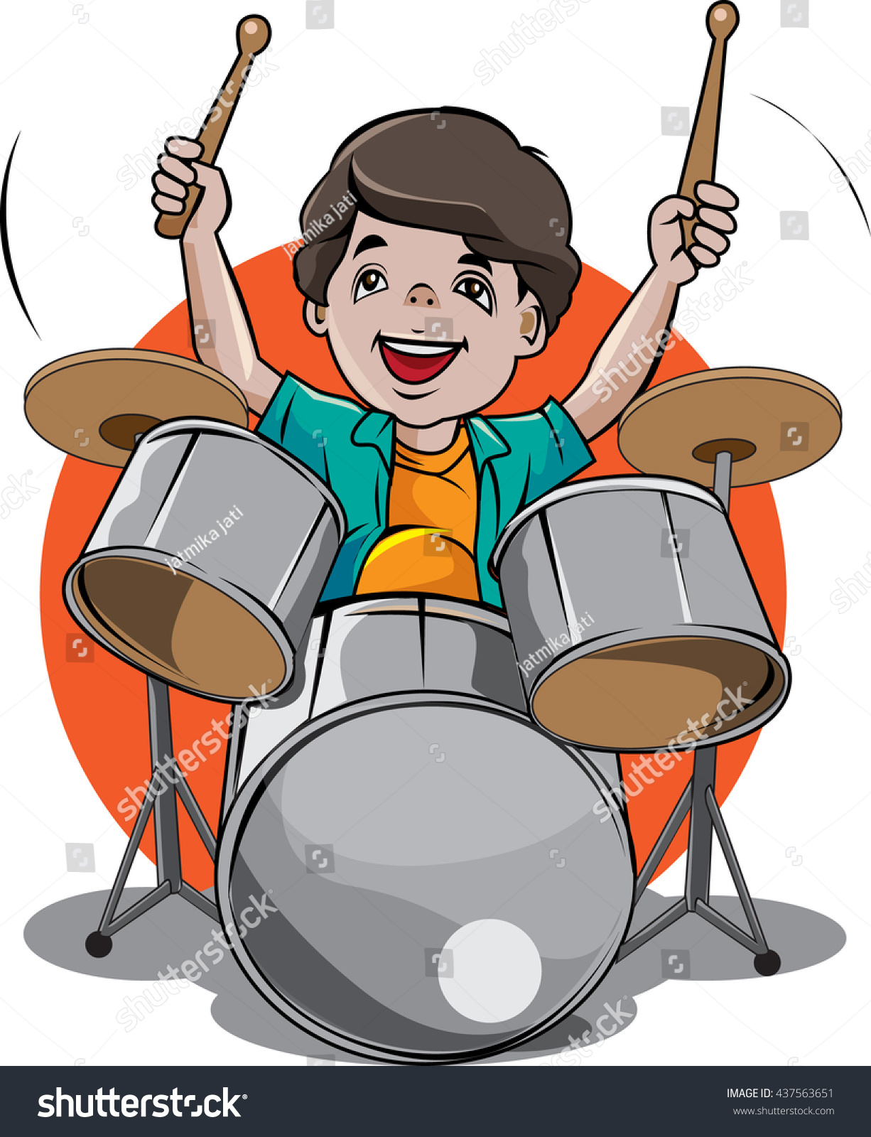 Vector Cartoon Illustration Drummer Musician Stock Vector (Royalty Free