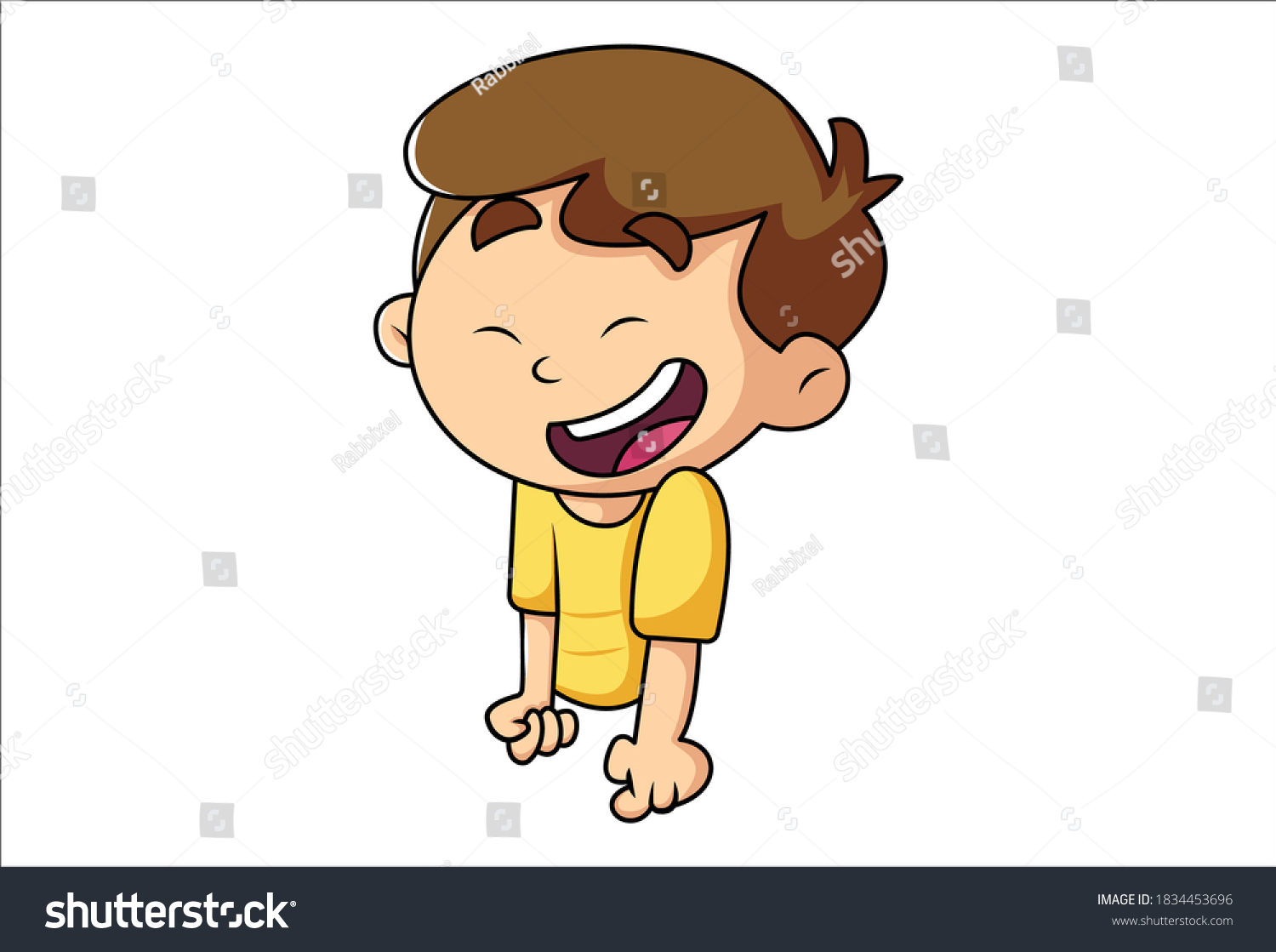 Vector Cartoon Illustration Boy Laughing Isolated Stock Vector (Royalty ...