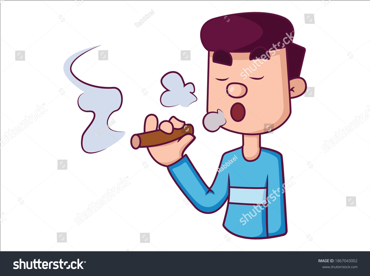 Vector Cartoon Illustration Boy Smoking Cigarette Stock Vector (Royalty ...