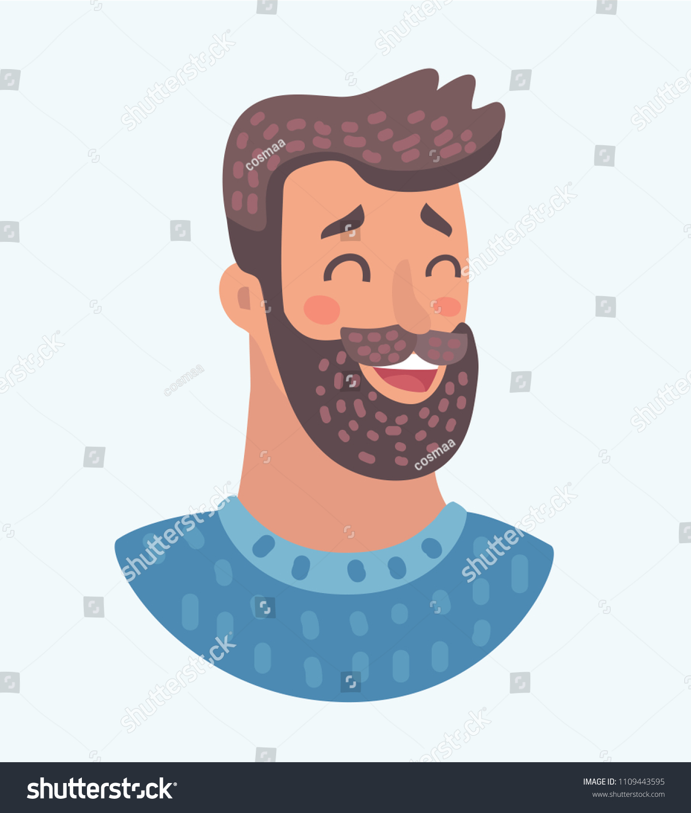 Vector Cartoon Illustration Characters Beard Male Stock Vector Royalty Free 1109443595 3489