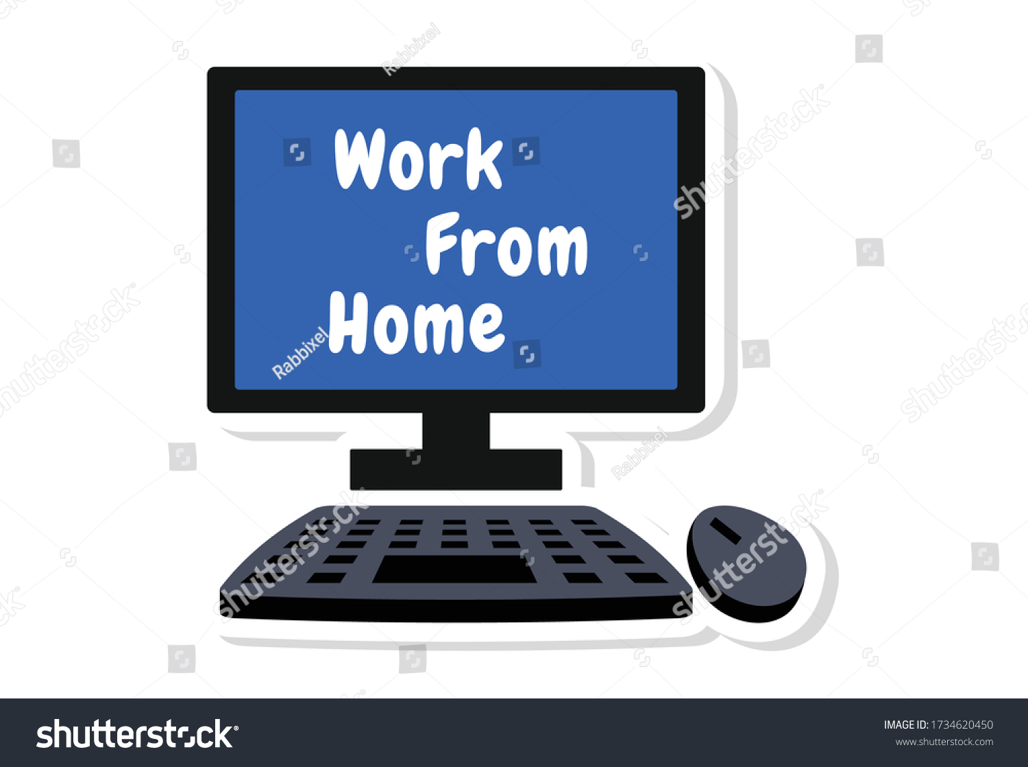 Vector Cartoon Illustration Desktop Computer Work Stock Vector (Royalty