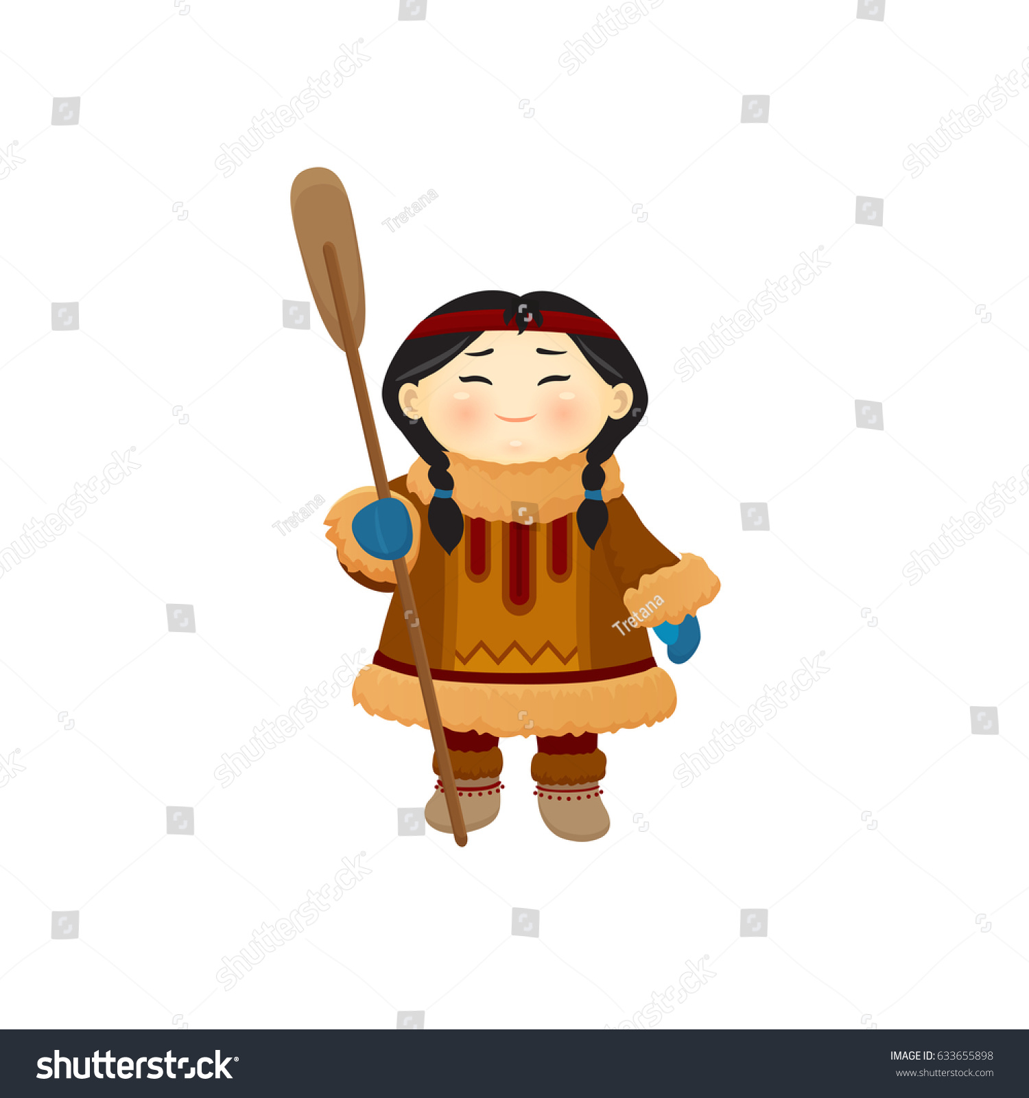 Vector Cartoon Illustration Funny Eskimo Child Stock Vector (Royalty ...