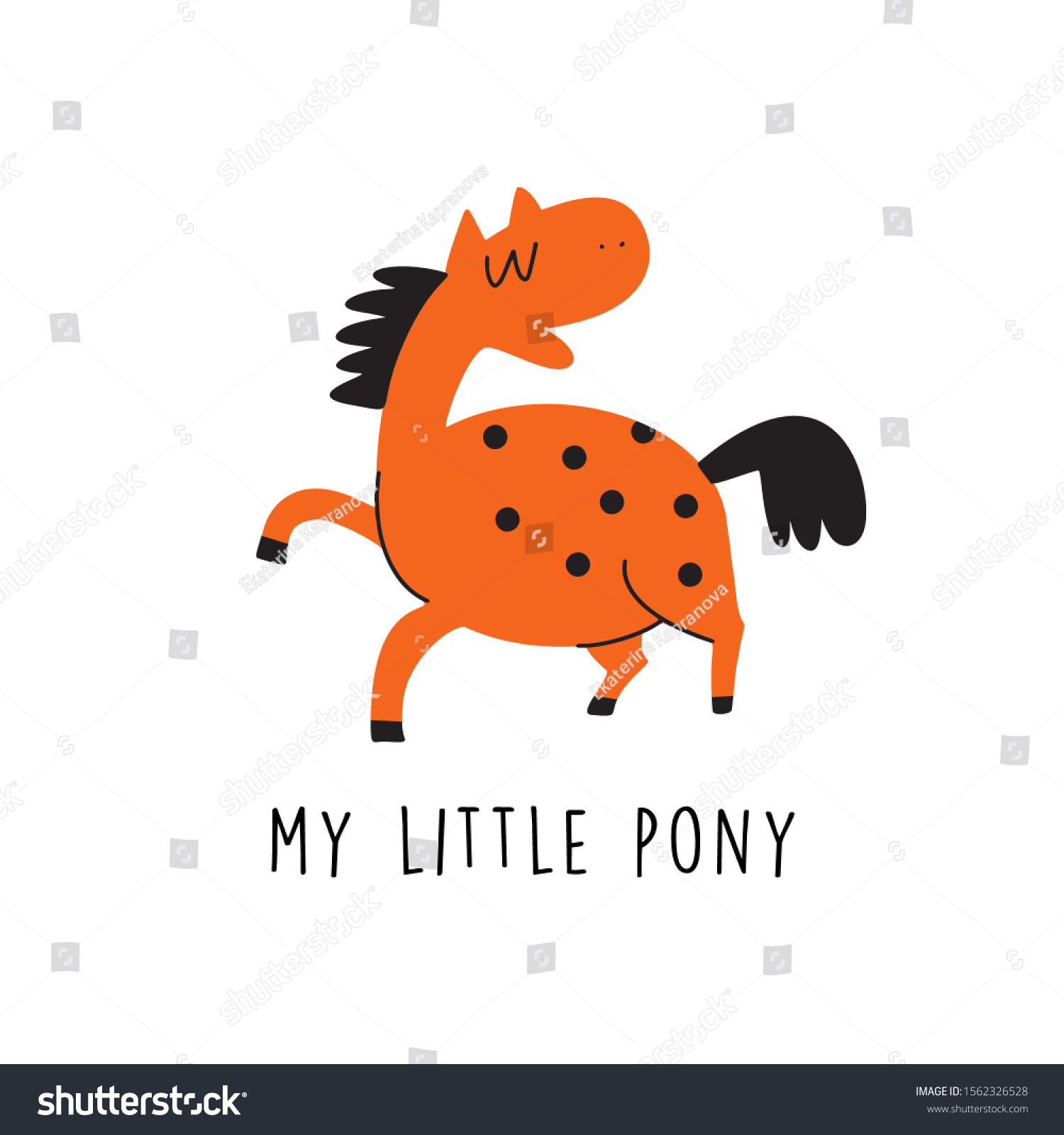 SVG of Vector cartoon illustration of funny horse or pony and text My Little pony svg