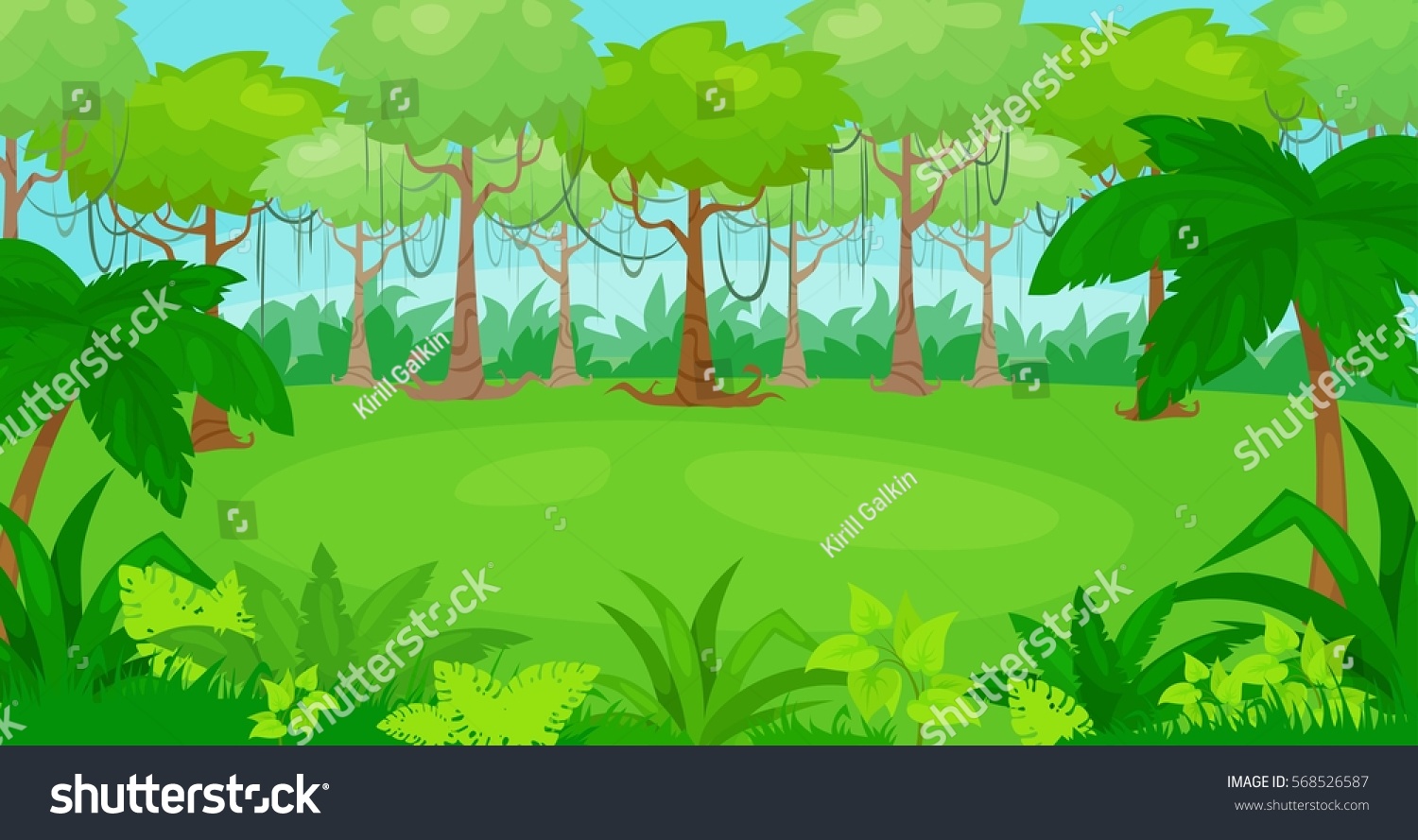 Vector Cartoon Illustration Jungle Background Vector Stock Vector