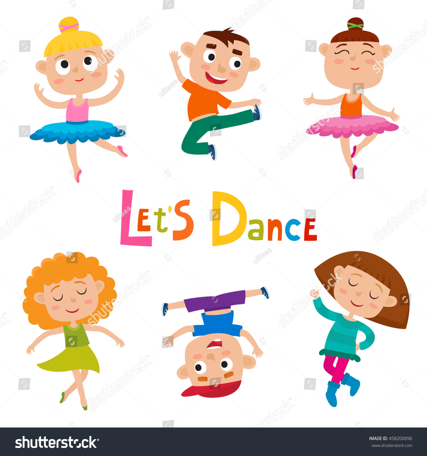 Vector Cartoon Illustration Little Graceful Girlsdancer Stock Vector ...