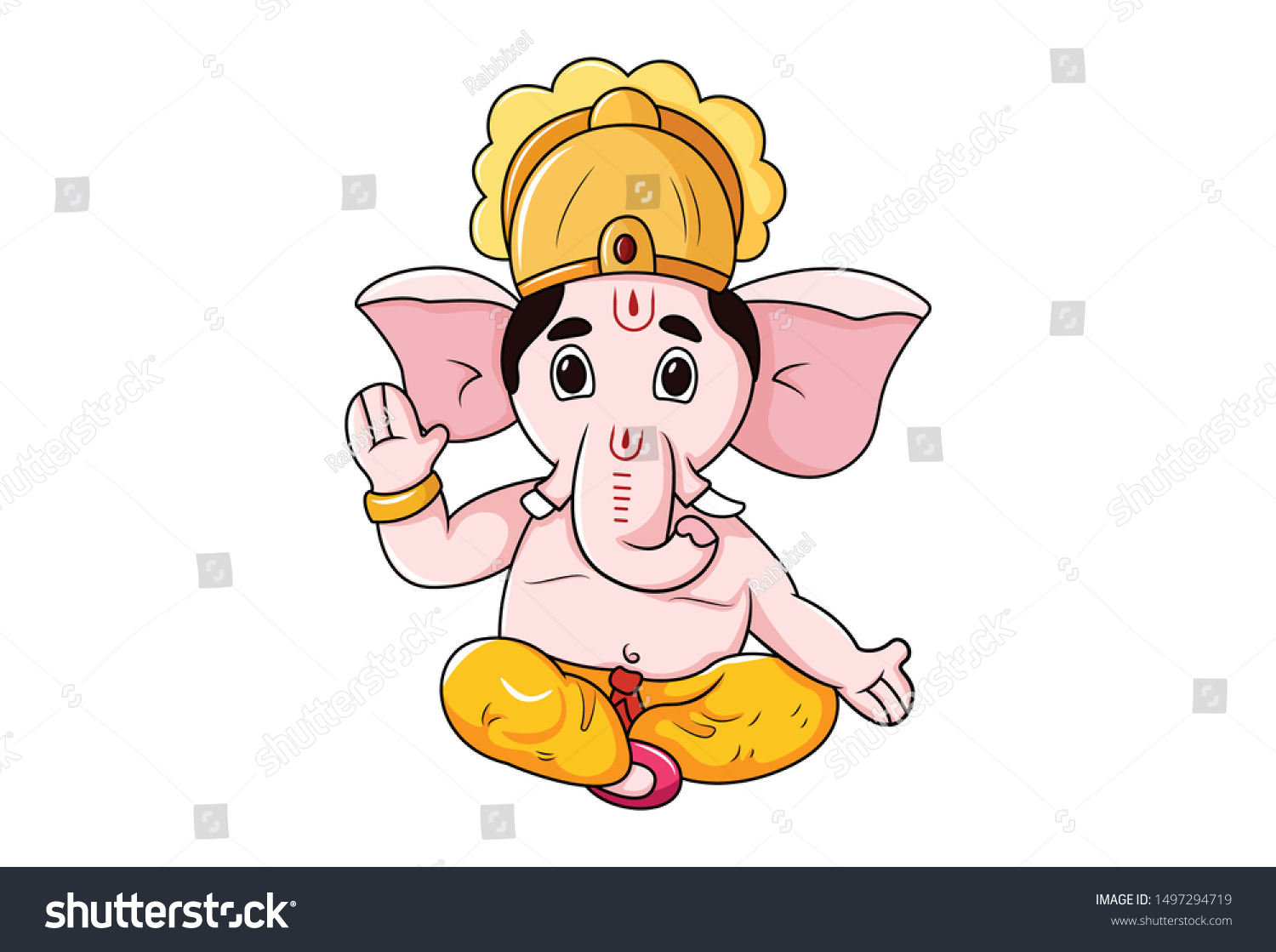 Vector Cartoon Illustration Lord Ganesha Giving Stock Vector (Royalty ...