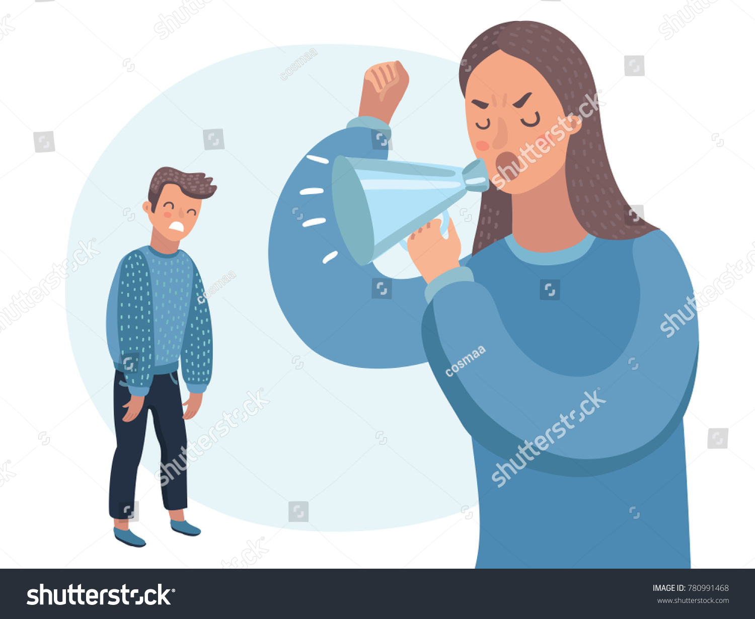 Vector Cartoon Illustration Mother Character Scolds Stock Vector Royalty Free 780991468 