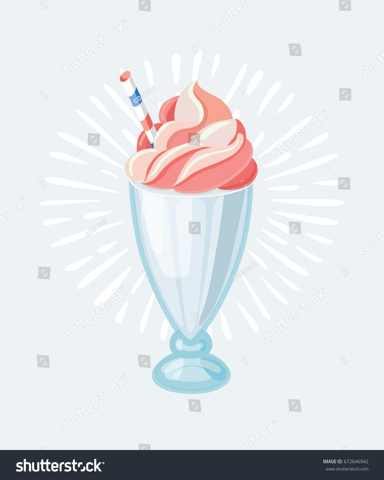 Vector Cartoon Illustration Pink Milkshake Glass Stock Vector 672646942 ...