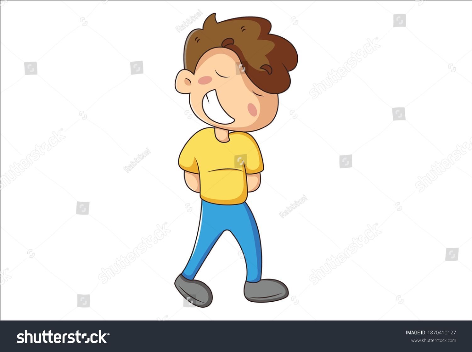 Vector Cartoon Illustration Boy Smiling Making Stock Vector (Royalty ...